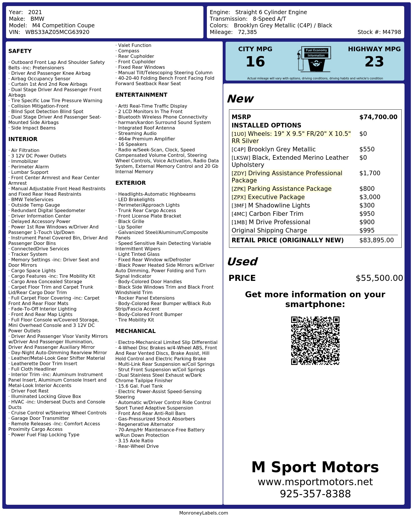 Monroney Label