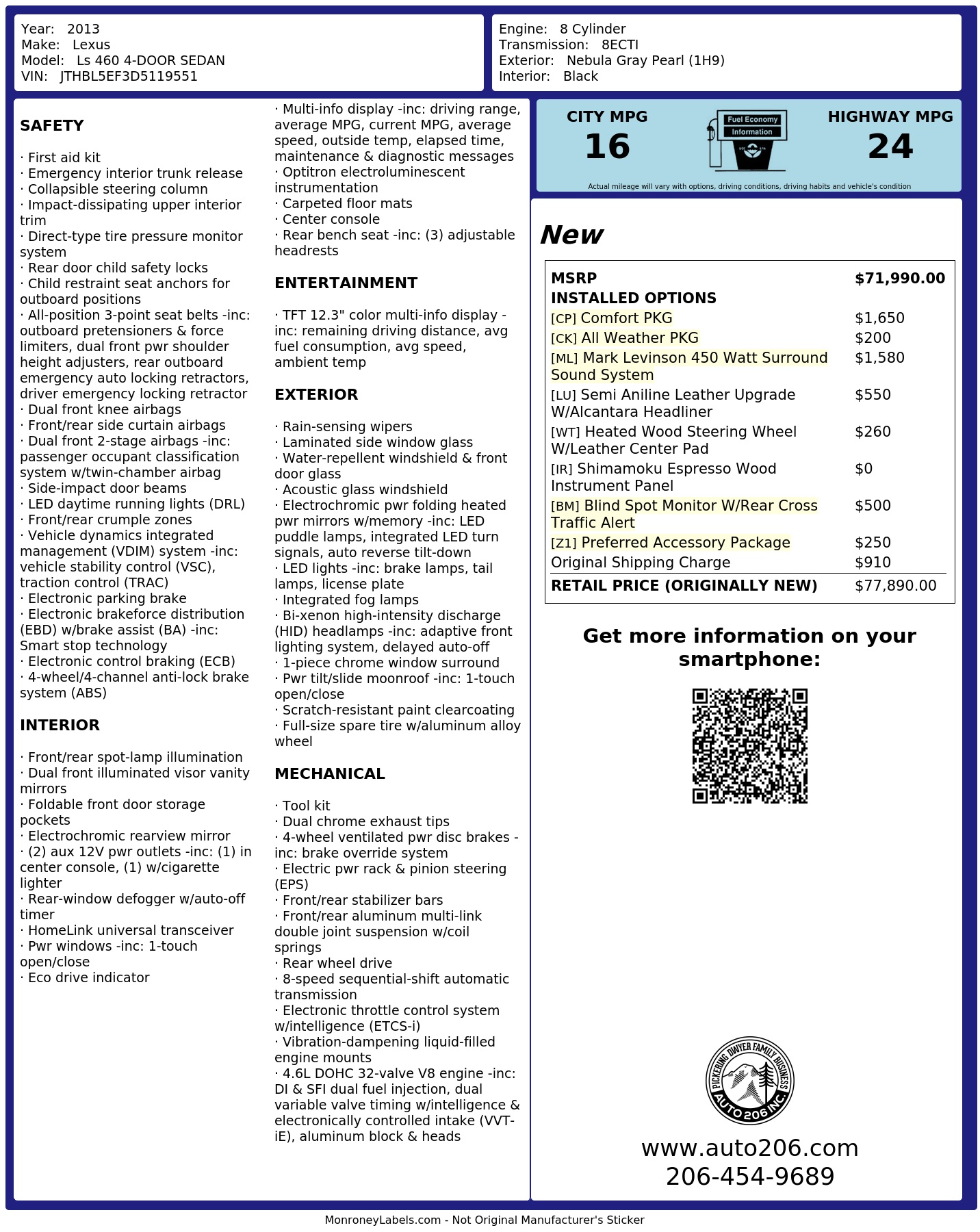 Monroney Label