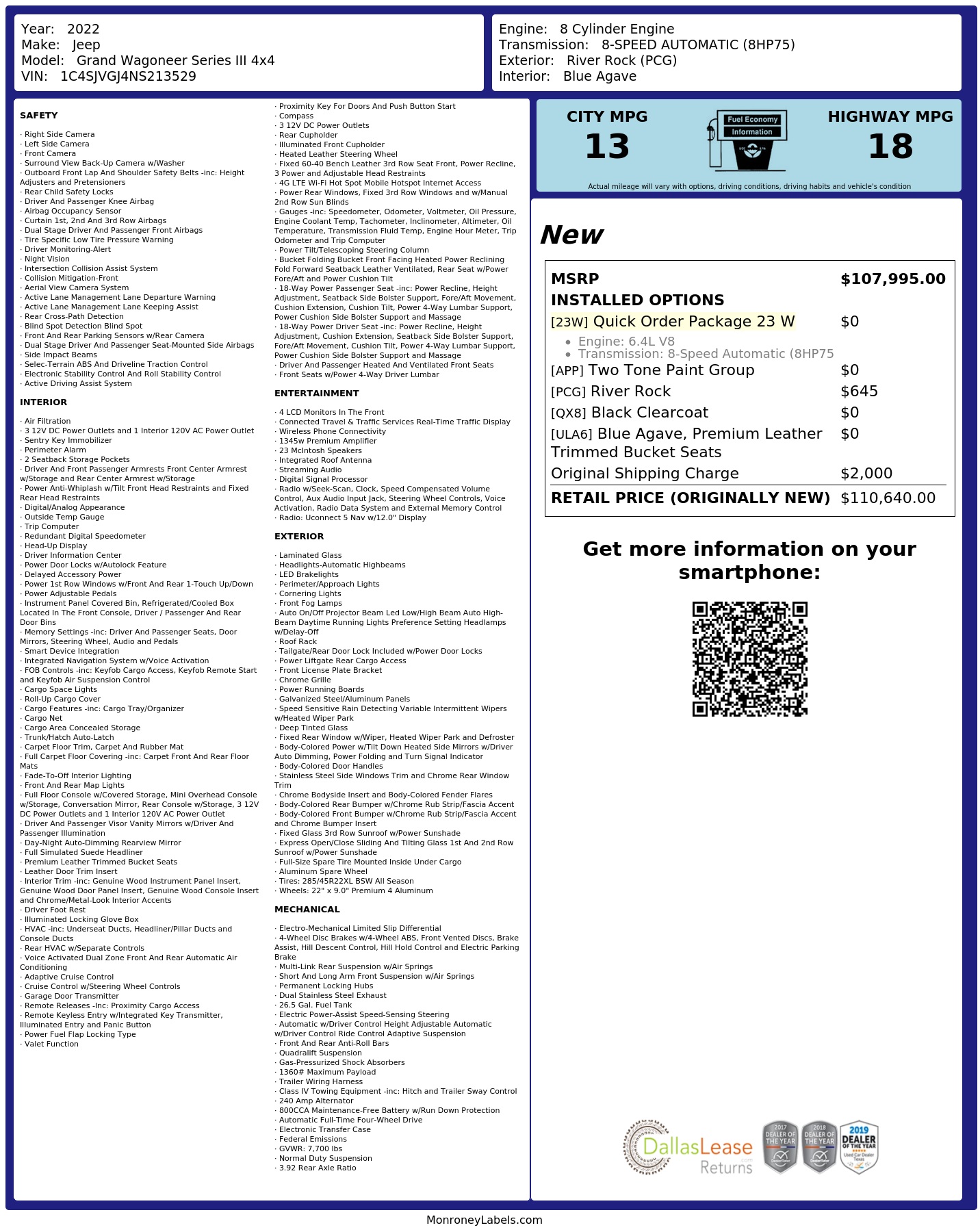 Monroney Label