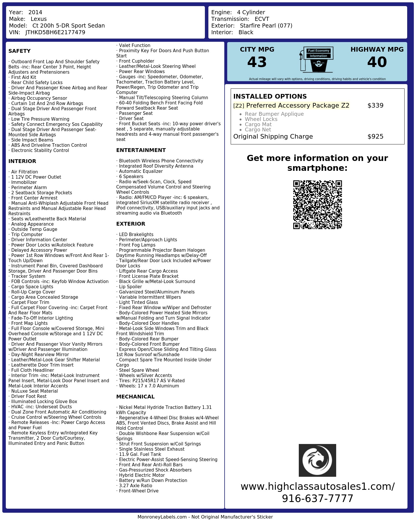 Monroney Label