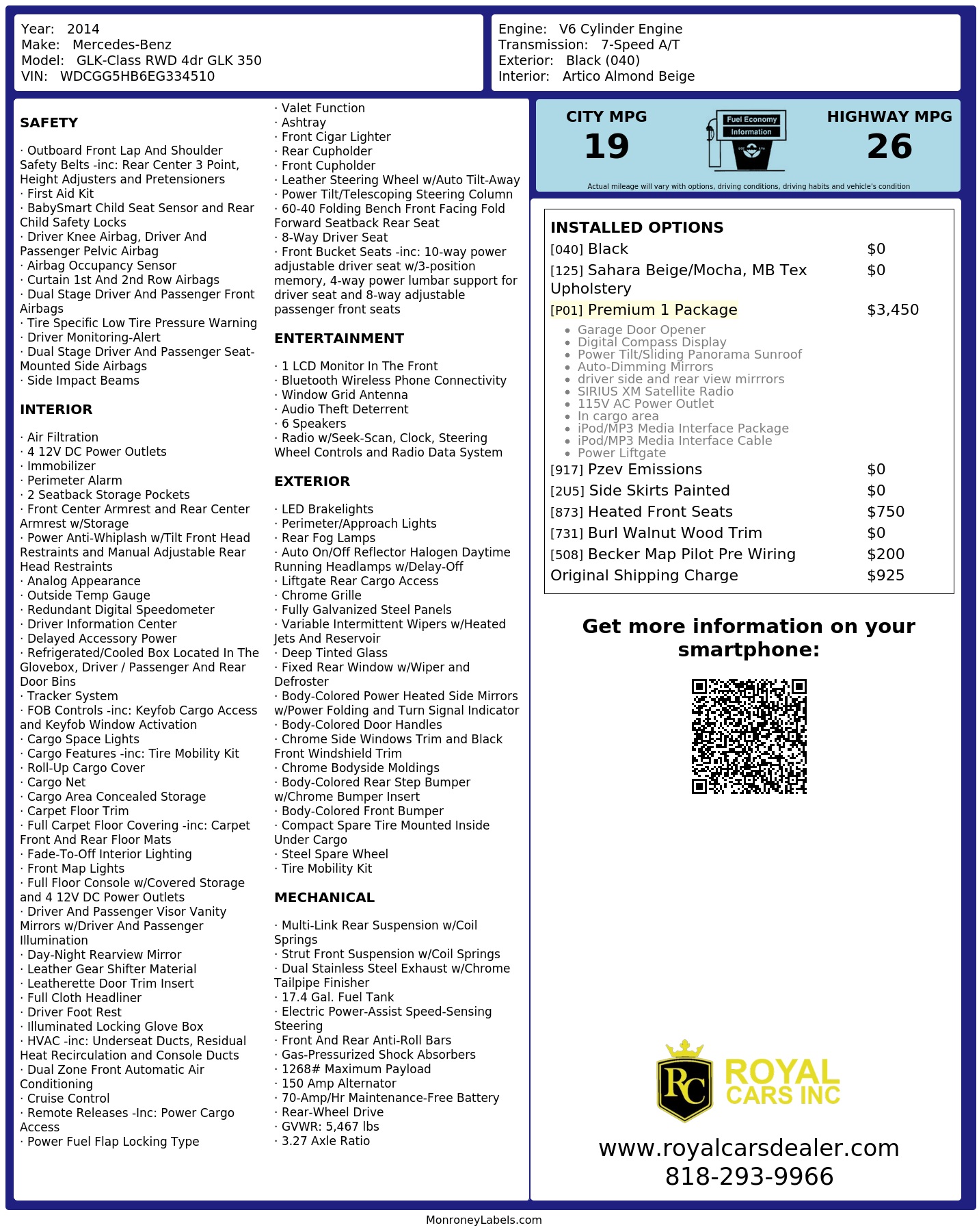 Monroney Label