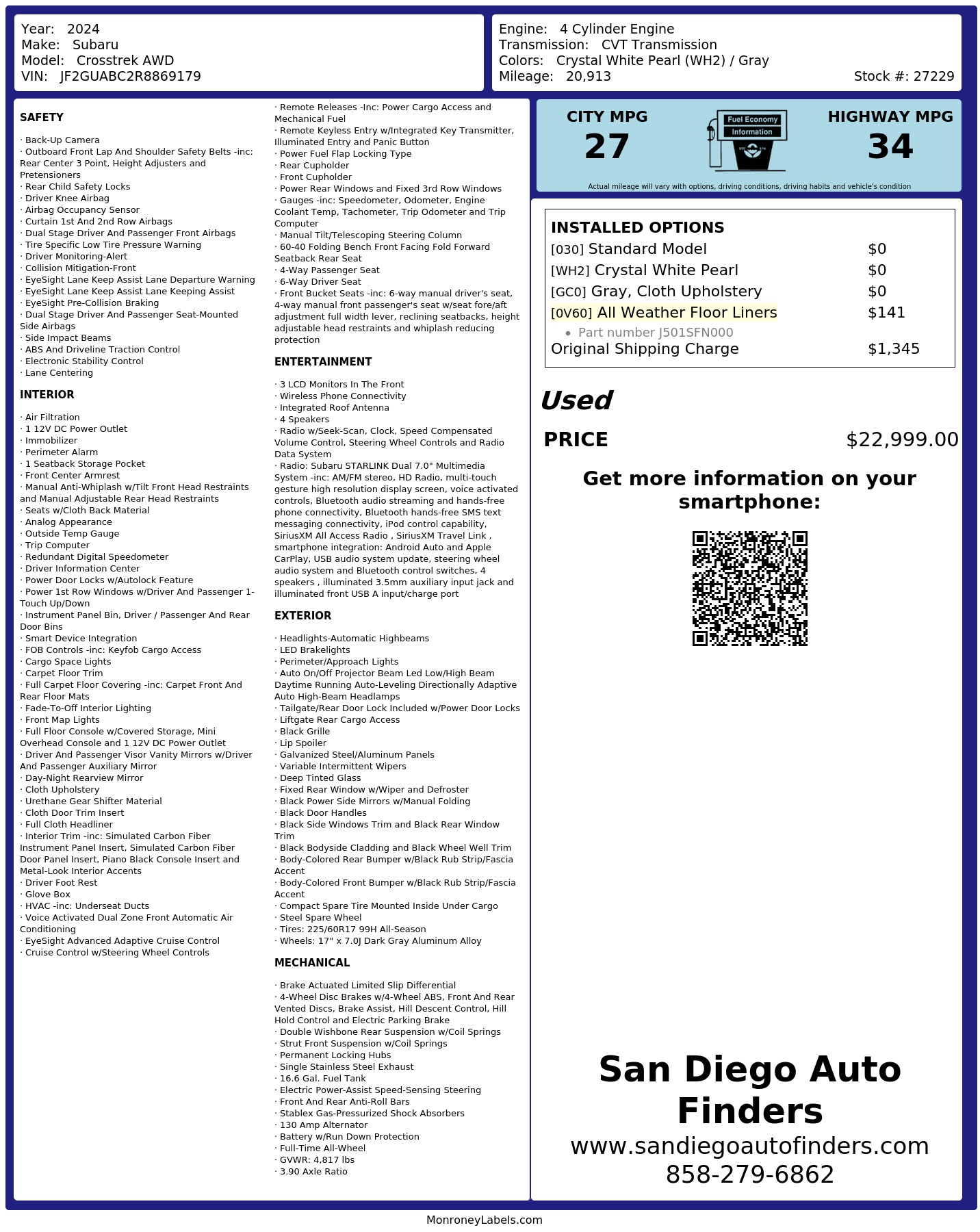 Monroney Label