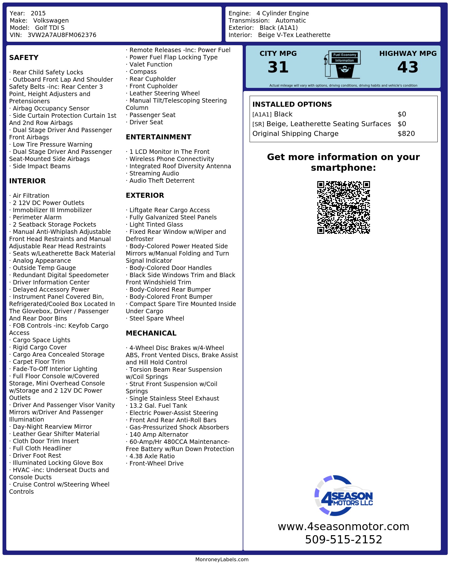 Monroney Label
