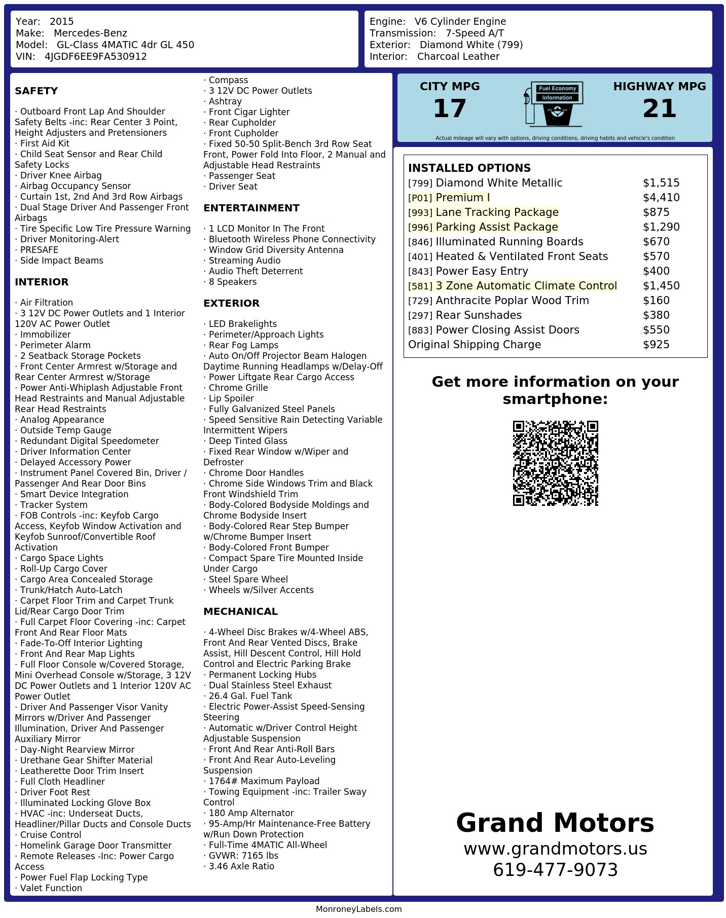 Monroney Label