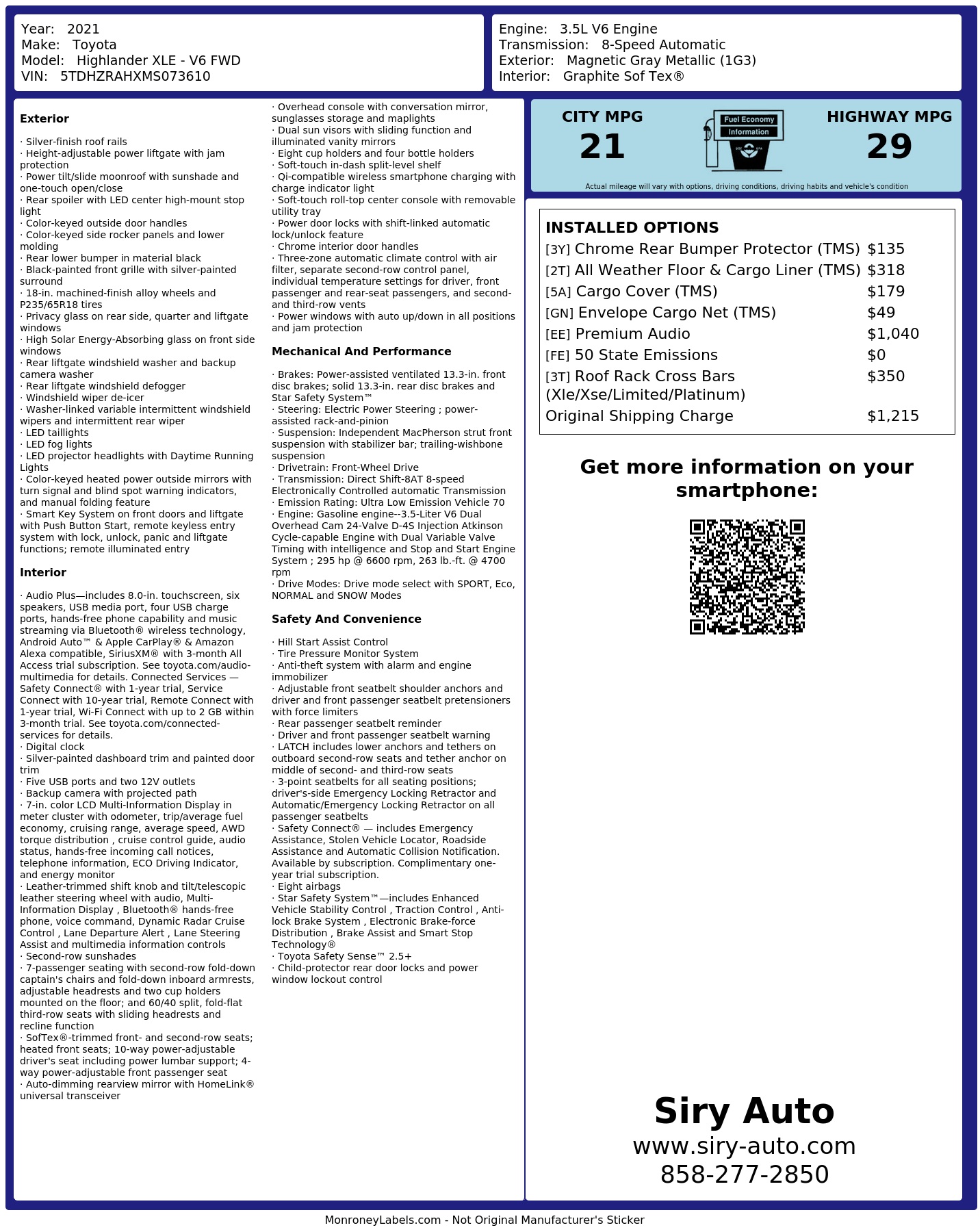 Monroney Label