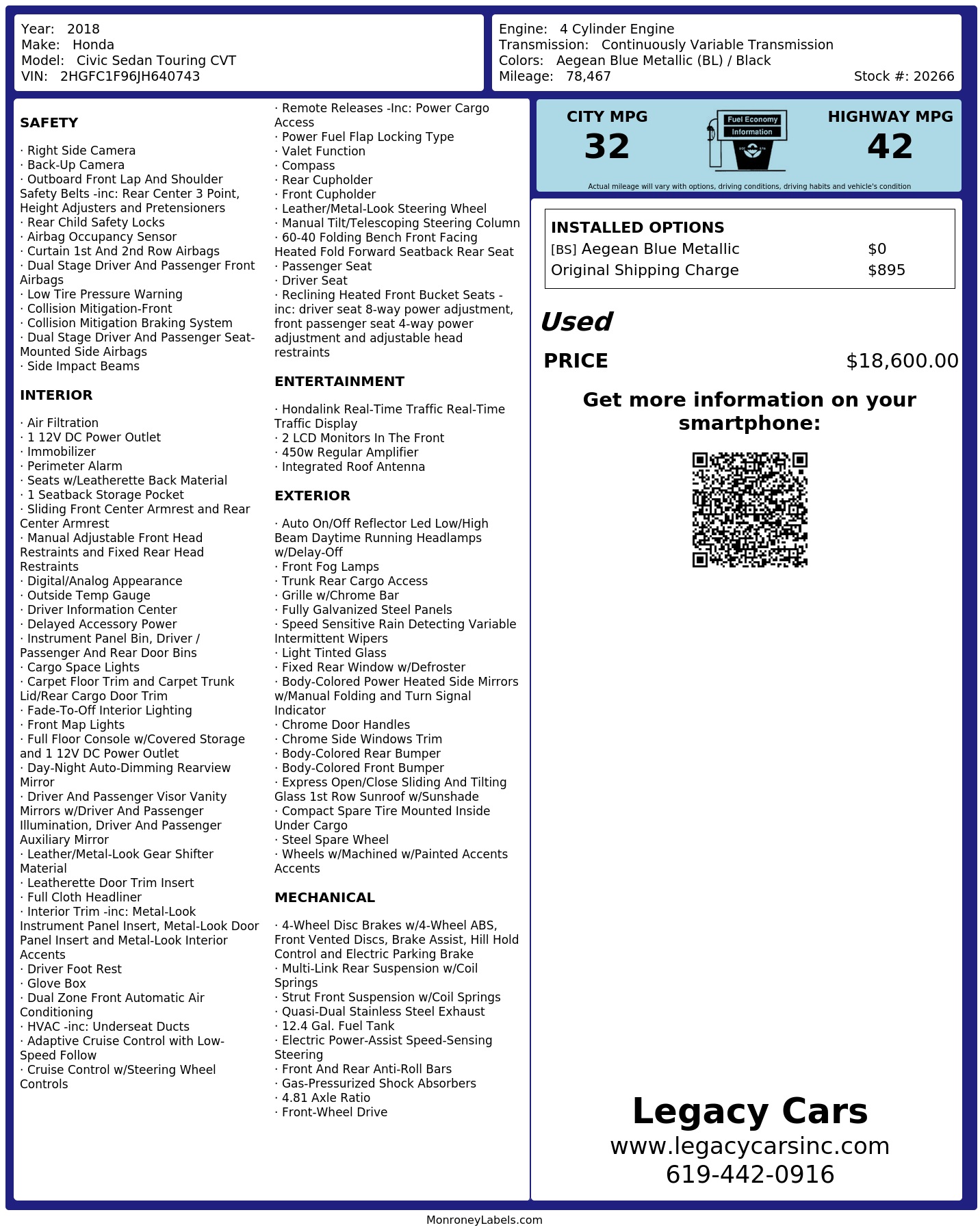 Monroney Label