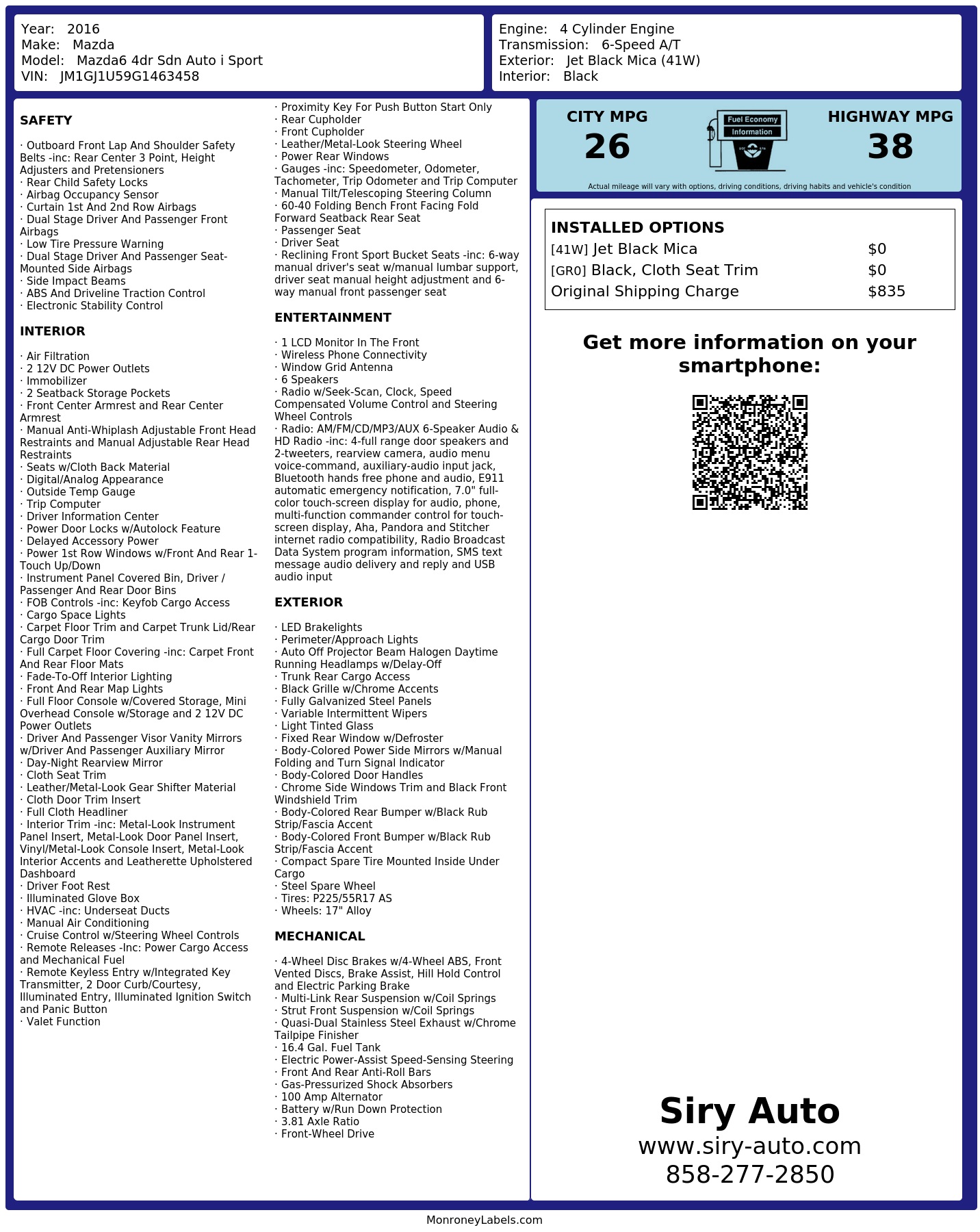 Monroney Label