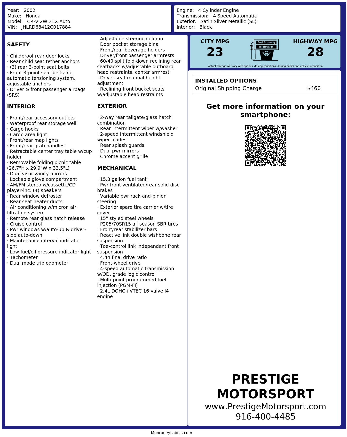 Monroney Label