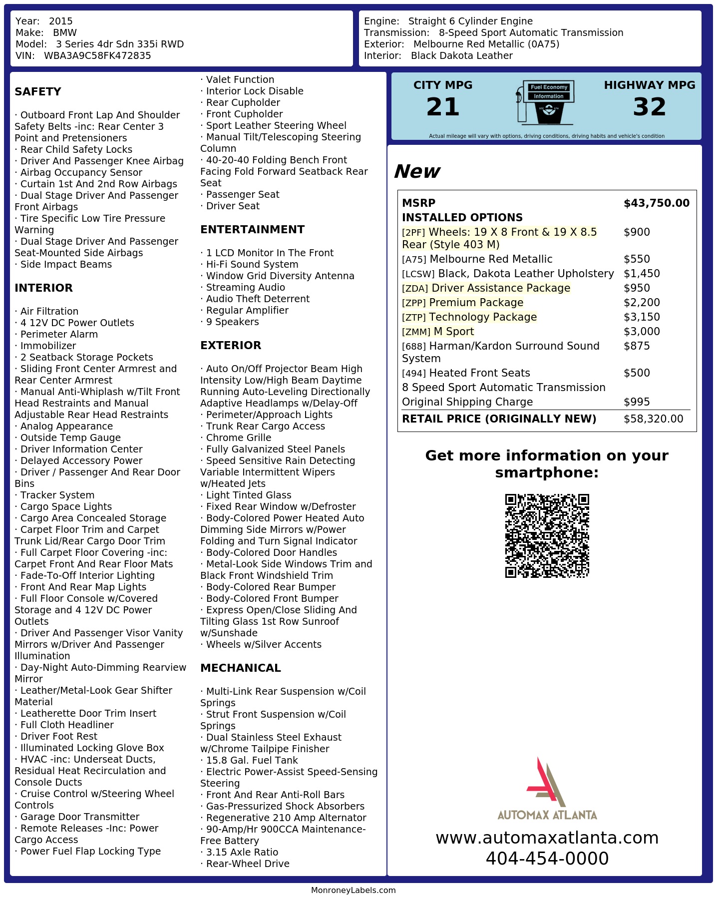 Monroney Label