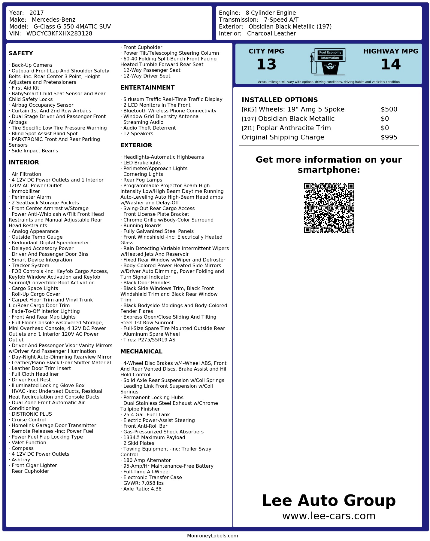 Monroney Label