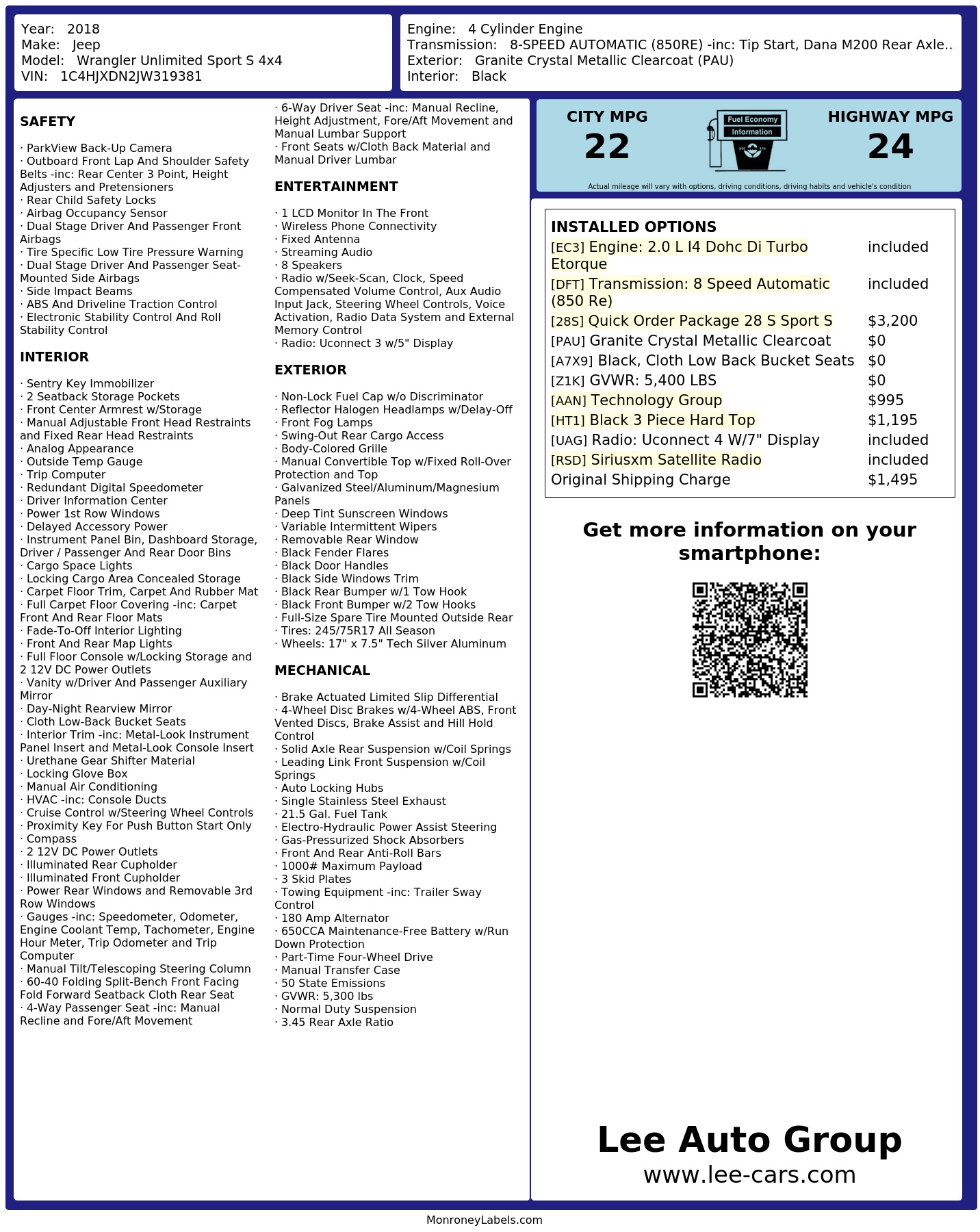 Monroney Label