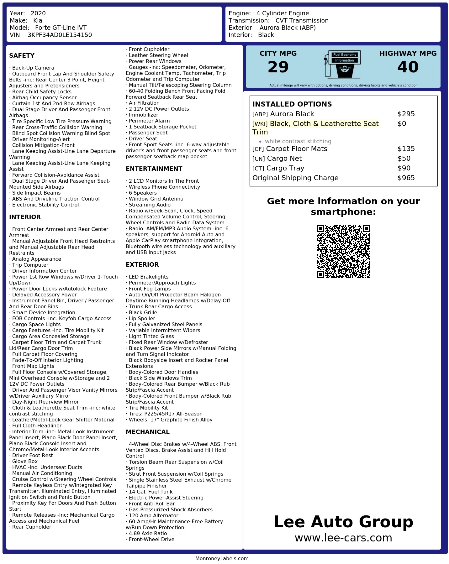 Monroney Label