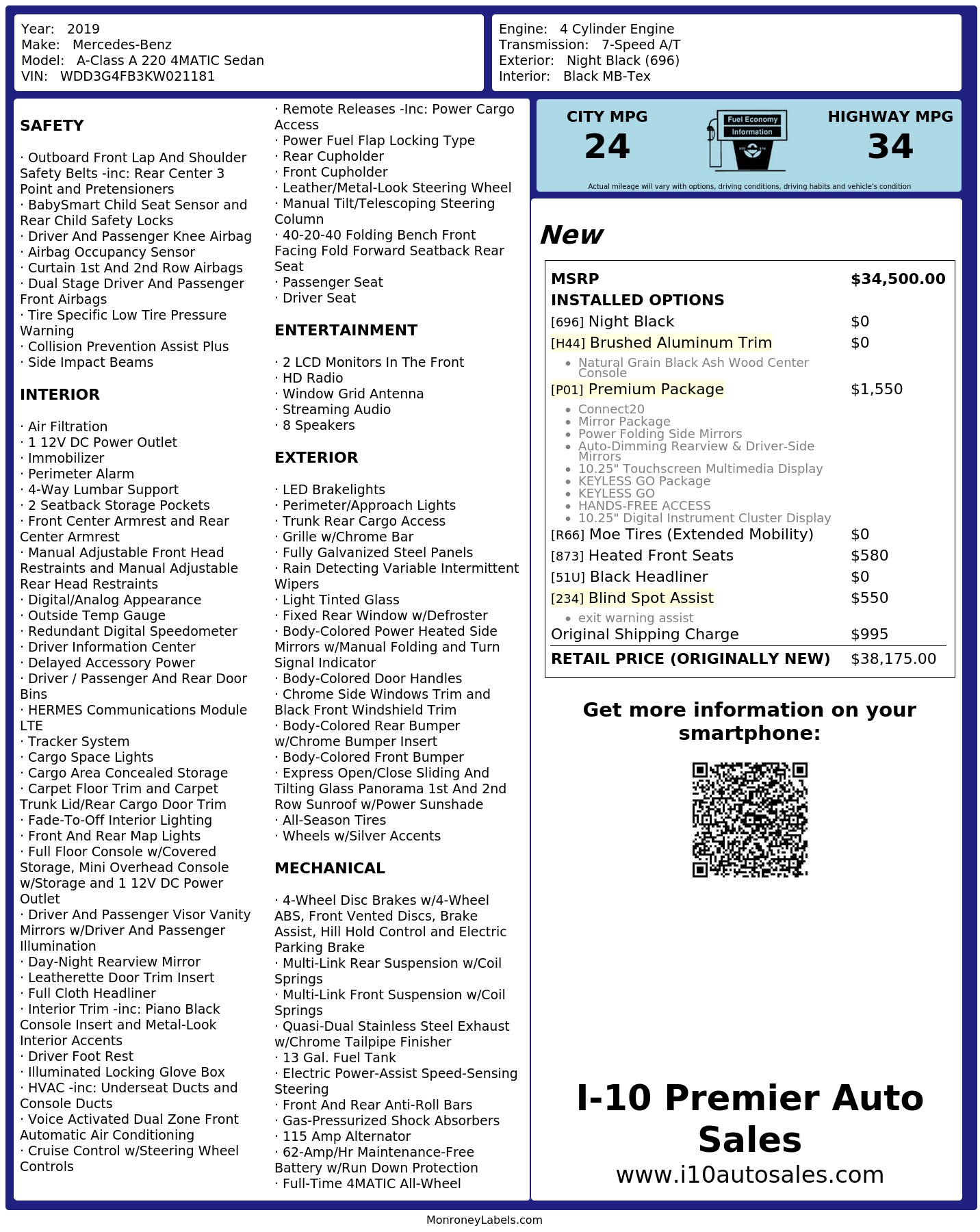 Monroney Label