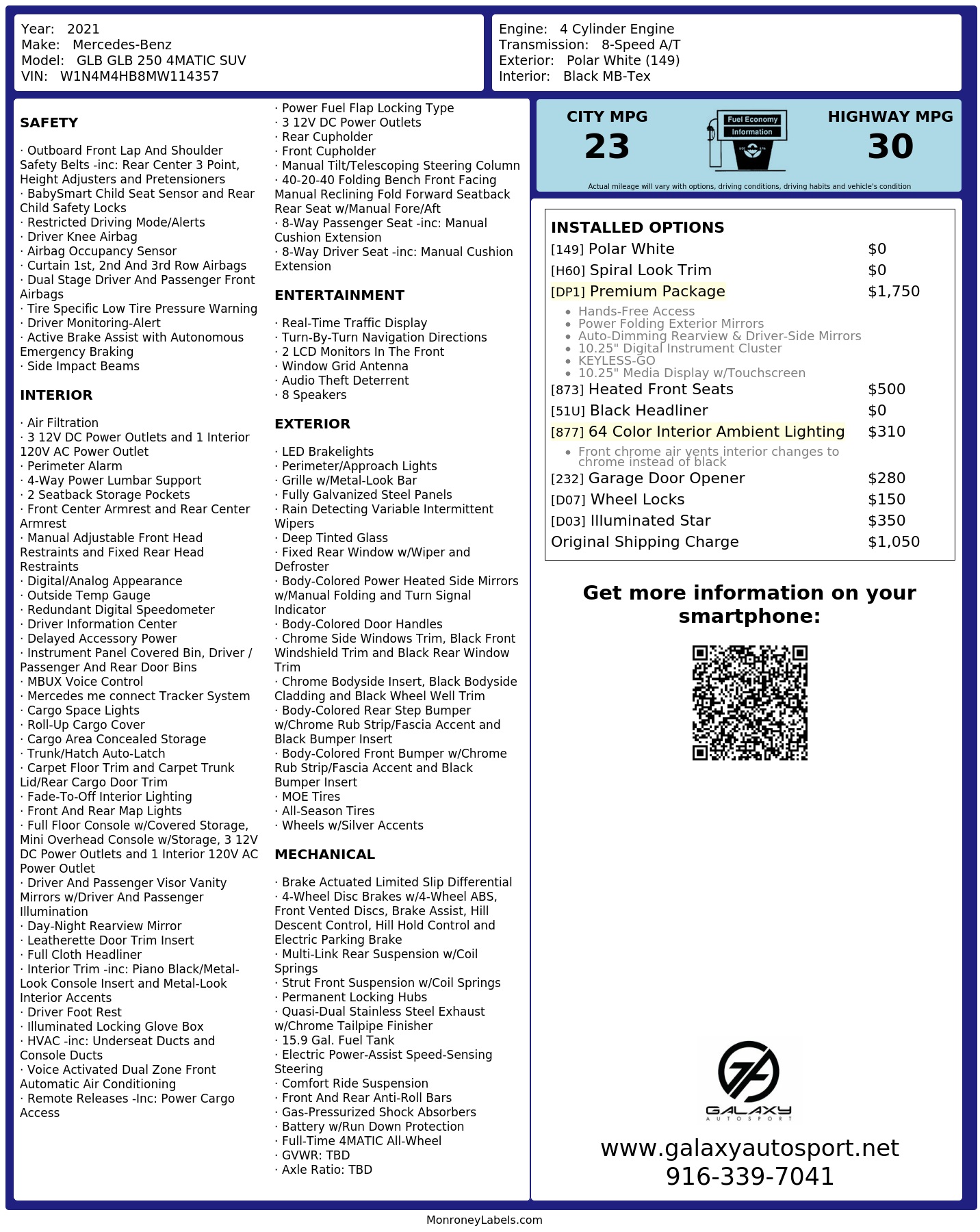 Monroney Label