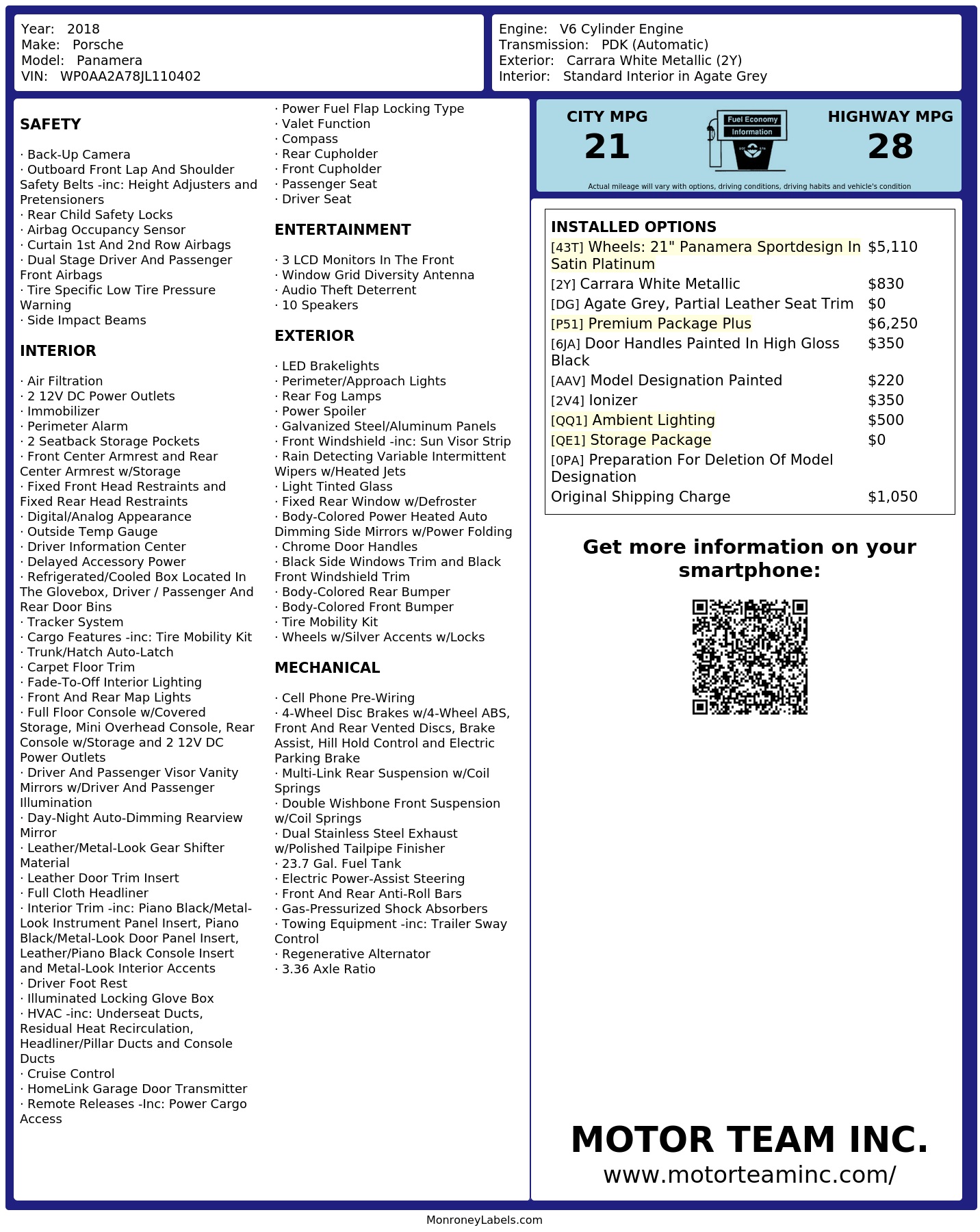 Monroney Label