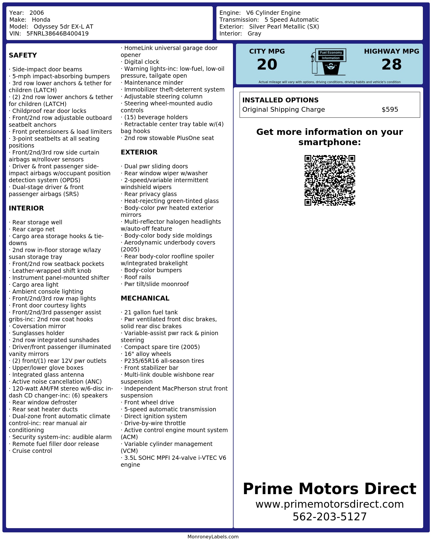 Monroney Label