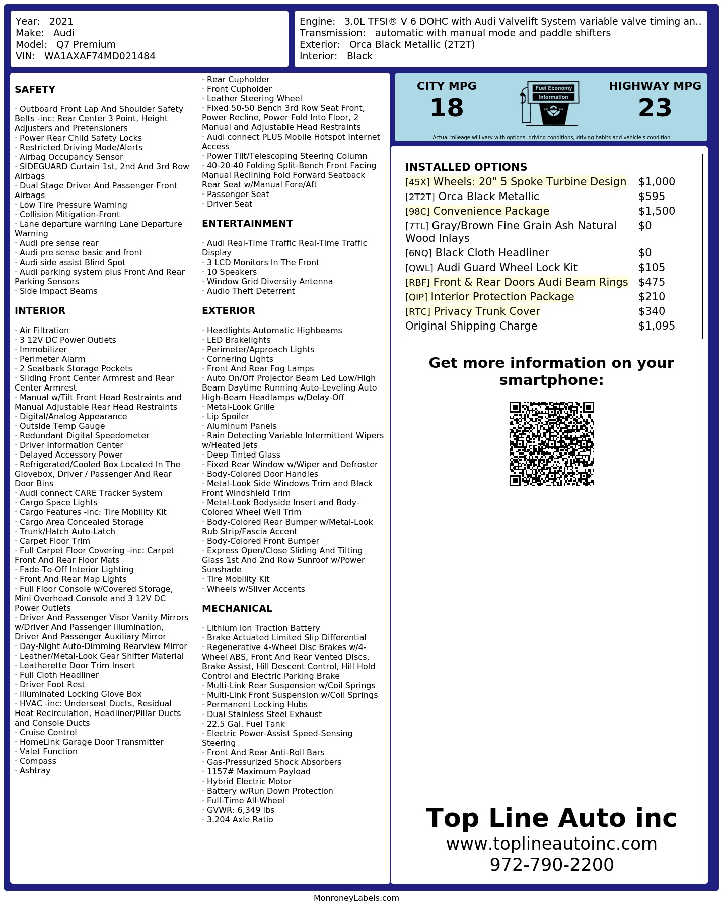 Monroney Label