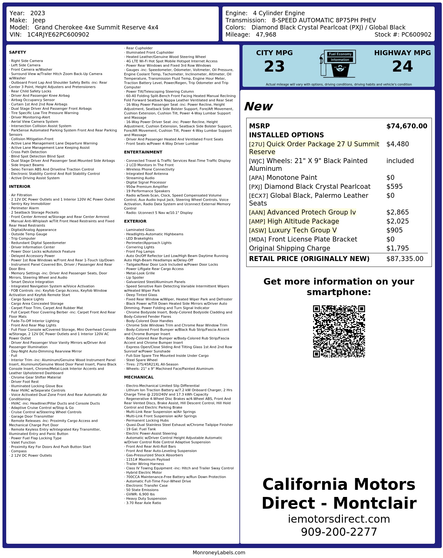 Monroney Label