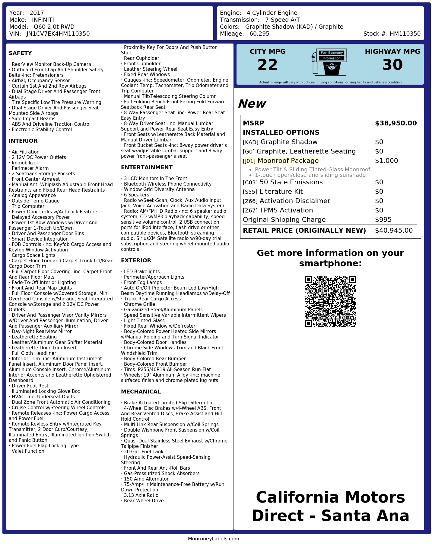 Monroney Label
