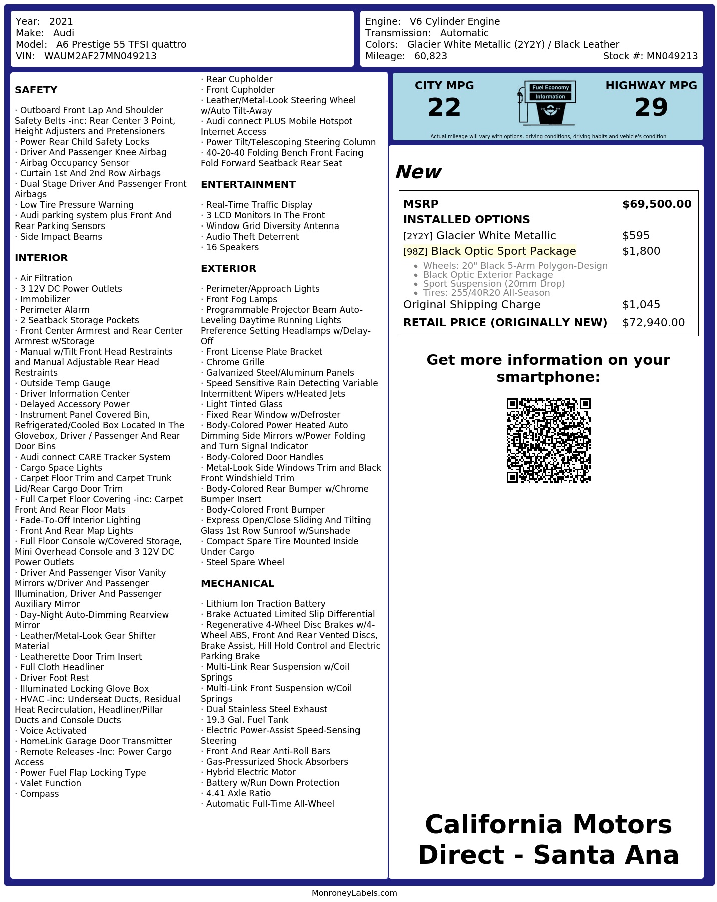 Monroney Label