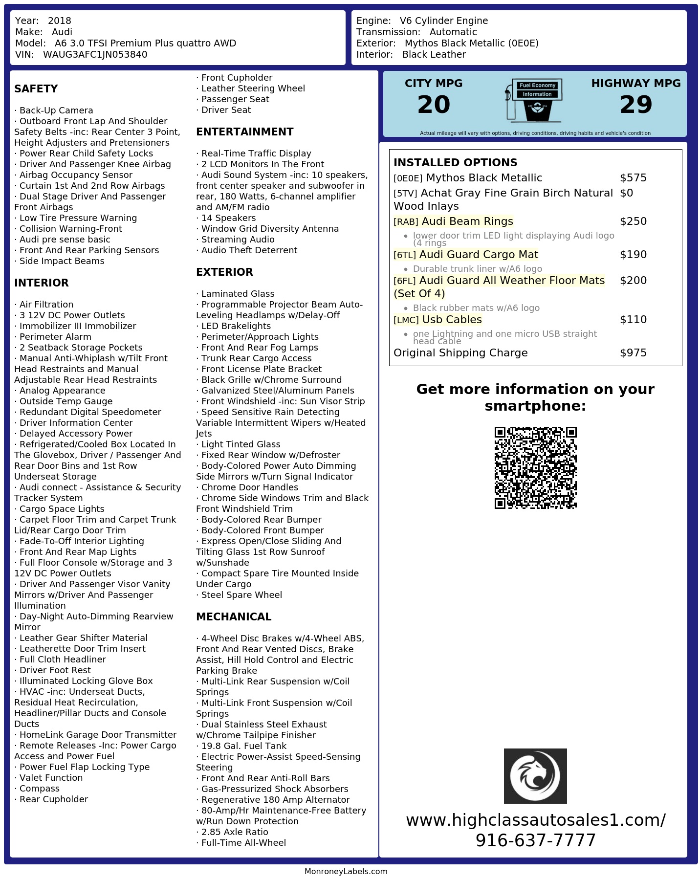 Monroney Label