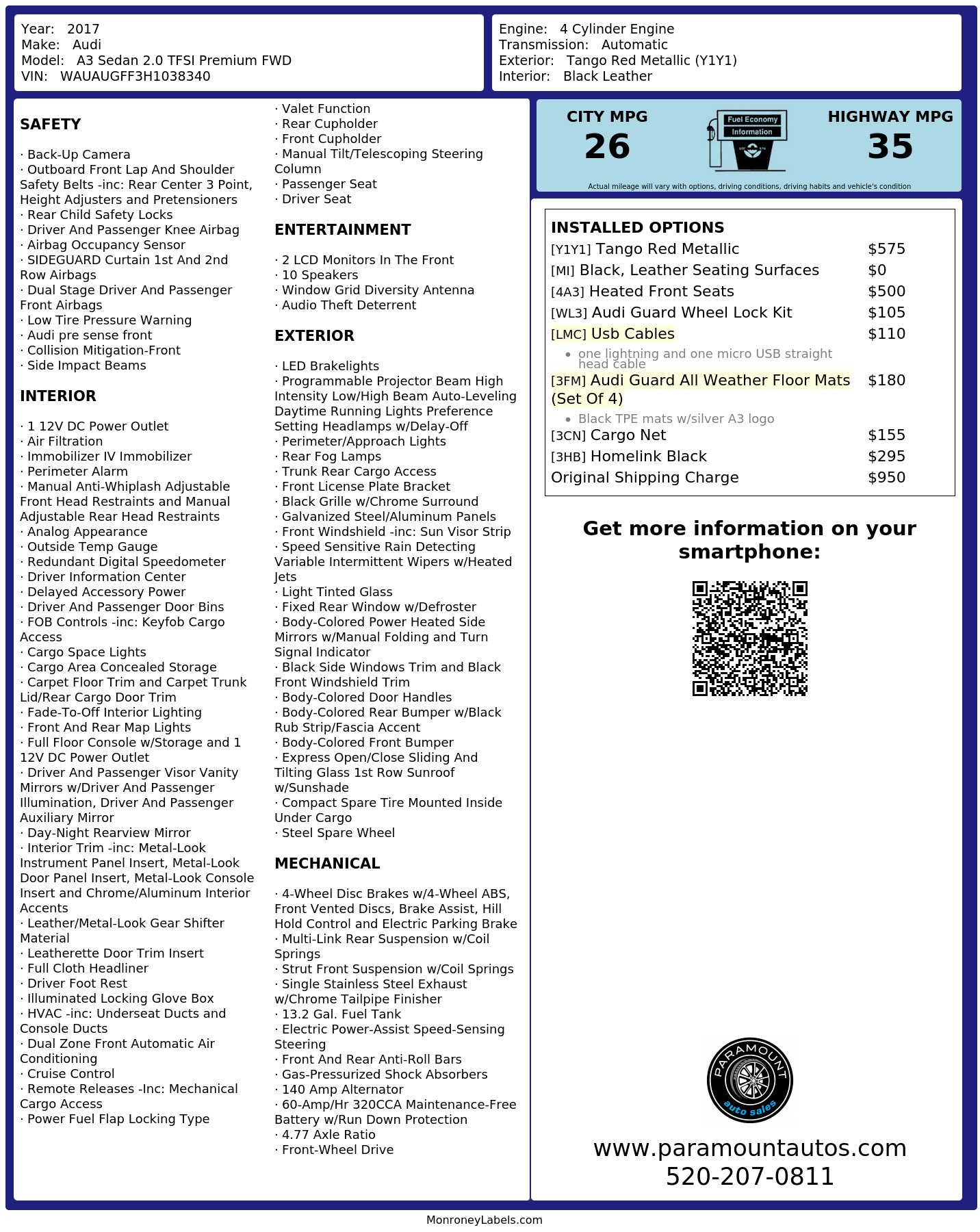Monroney Label