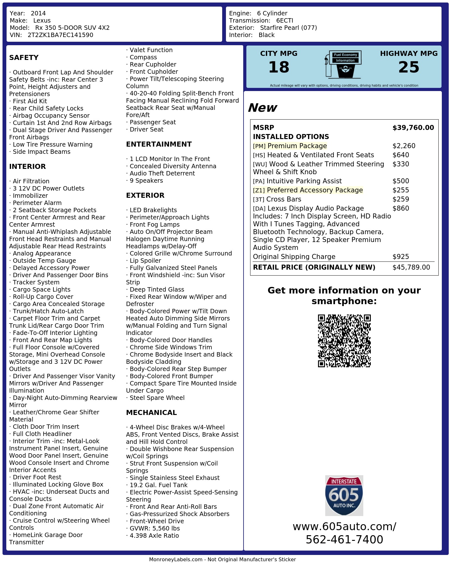 Monroney Label