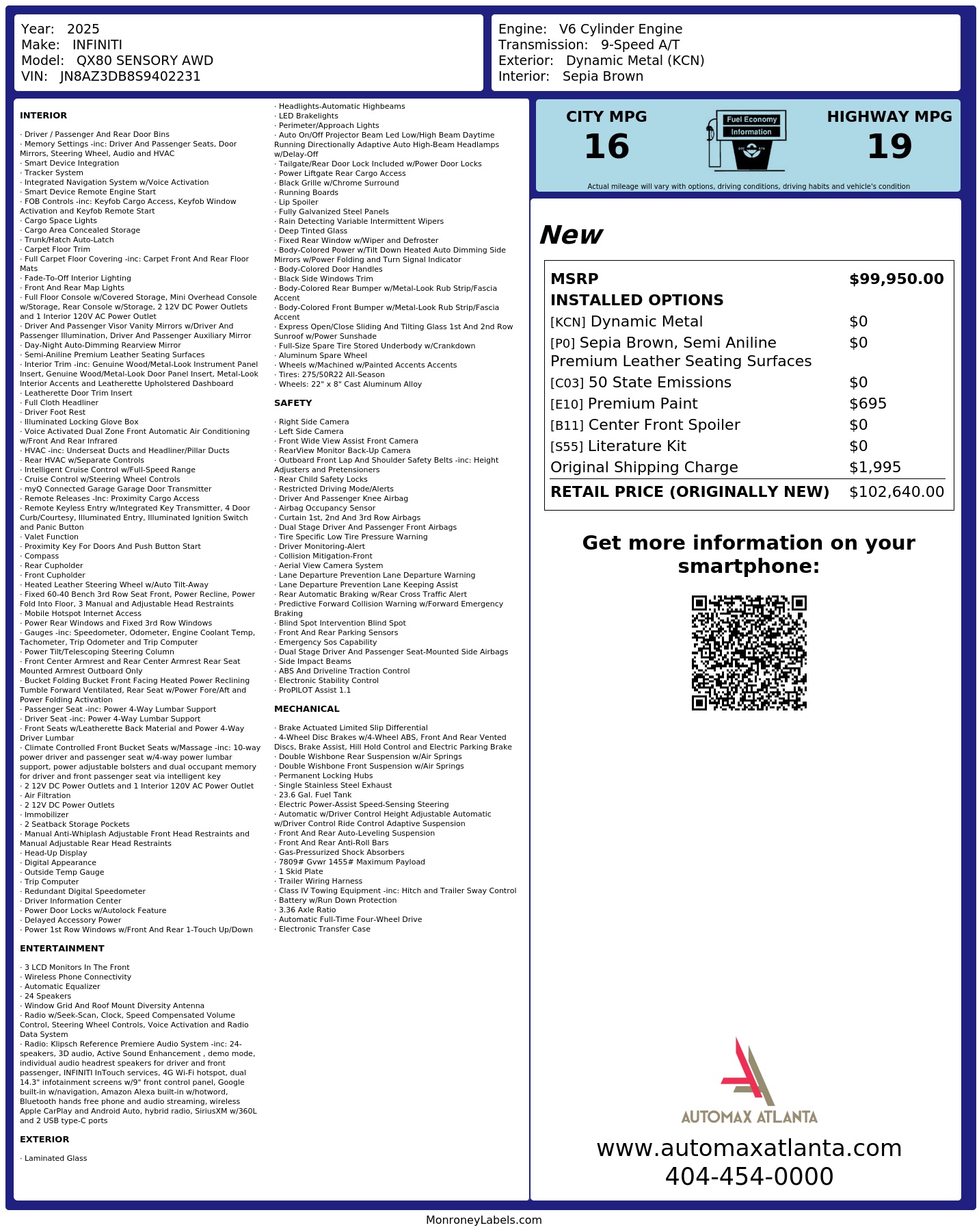 Monroney Label