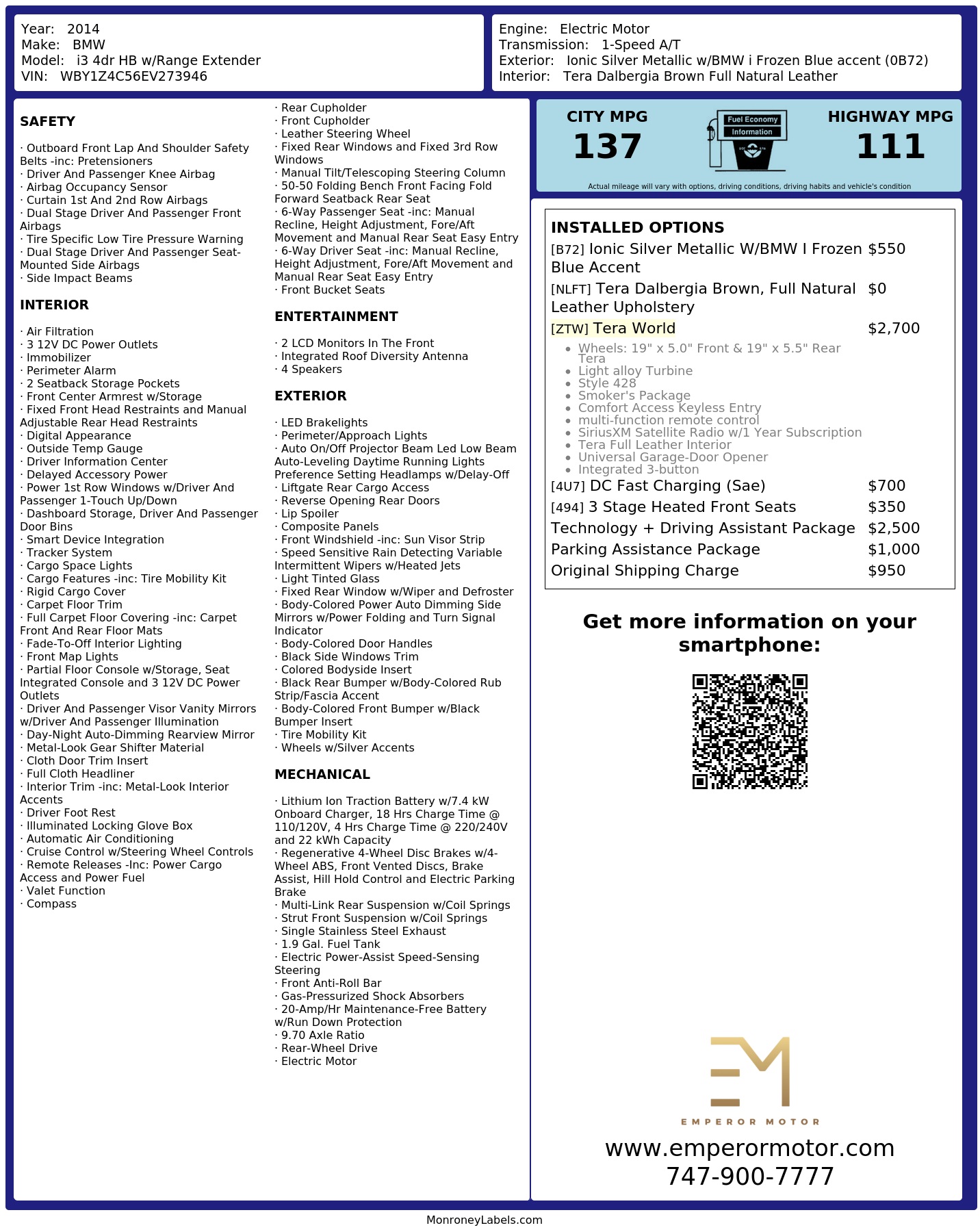 Monroney Label