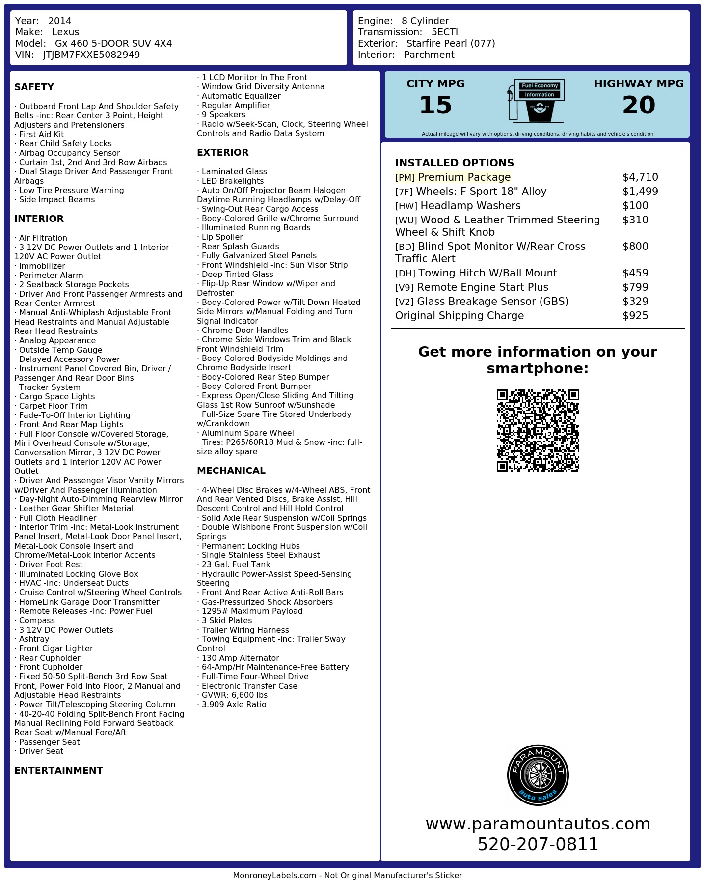 Monroney Label