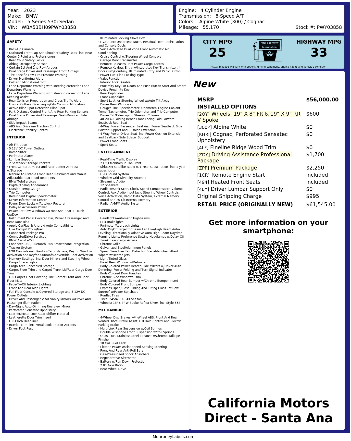 Monroney Label