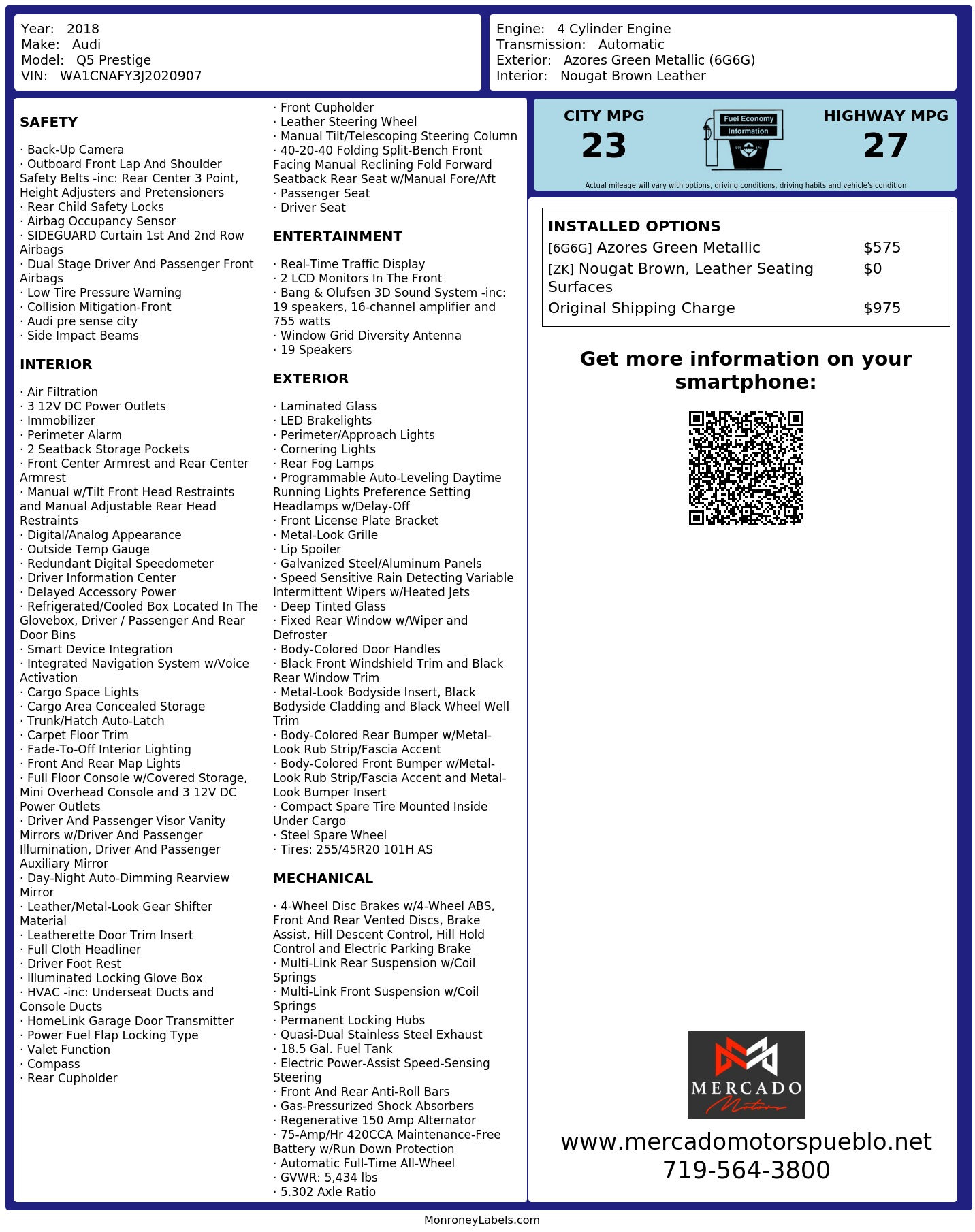 Monroney Label