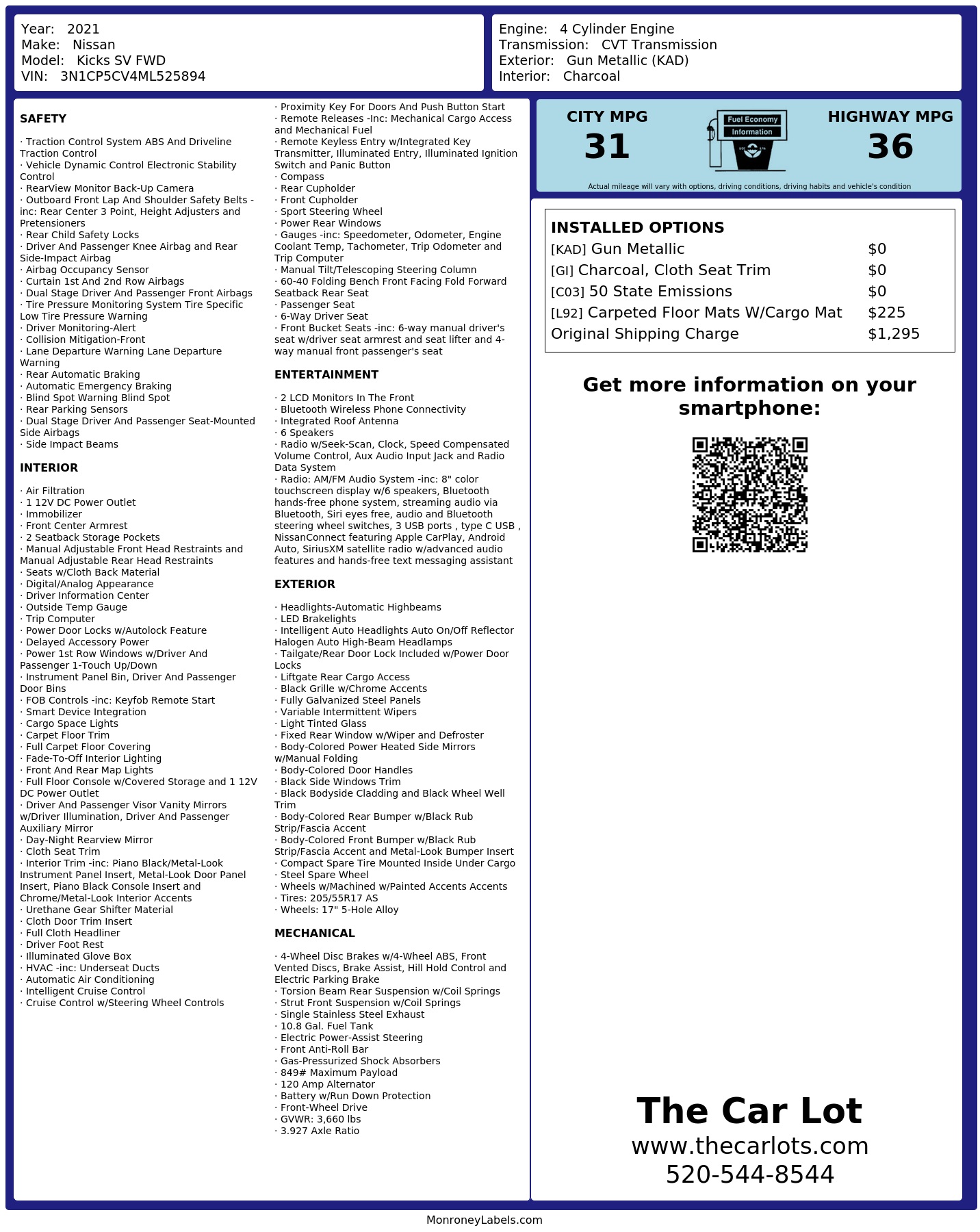 Monroney Label