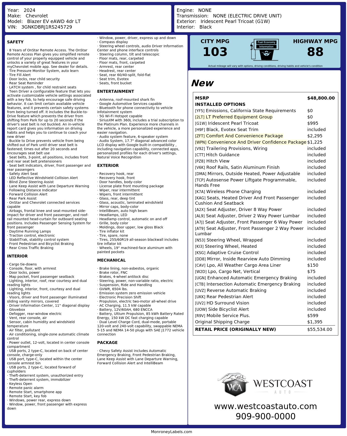 Monroney Label