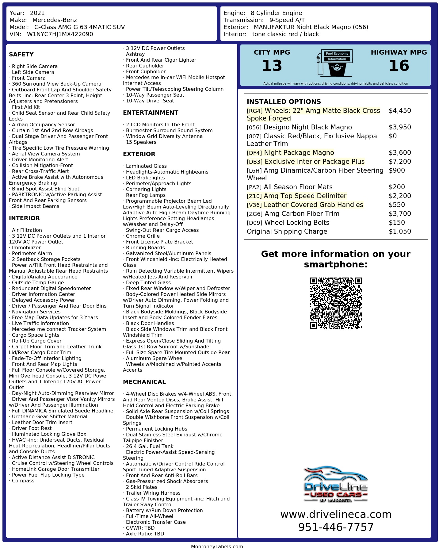 Monroney Label