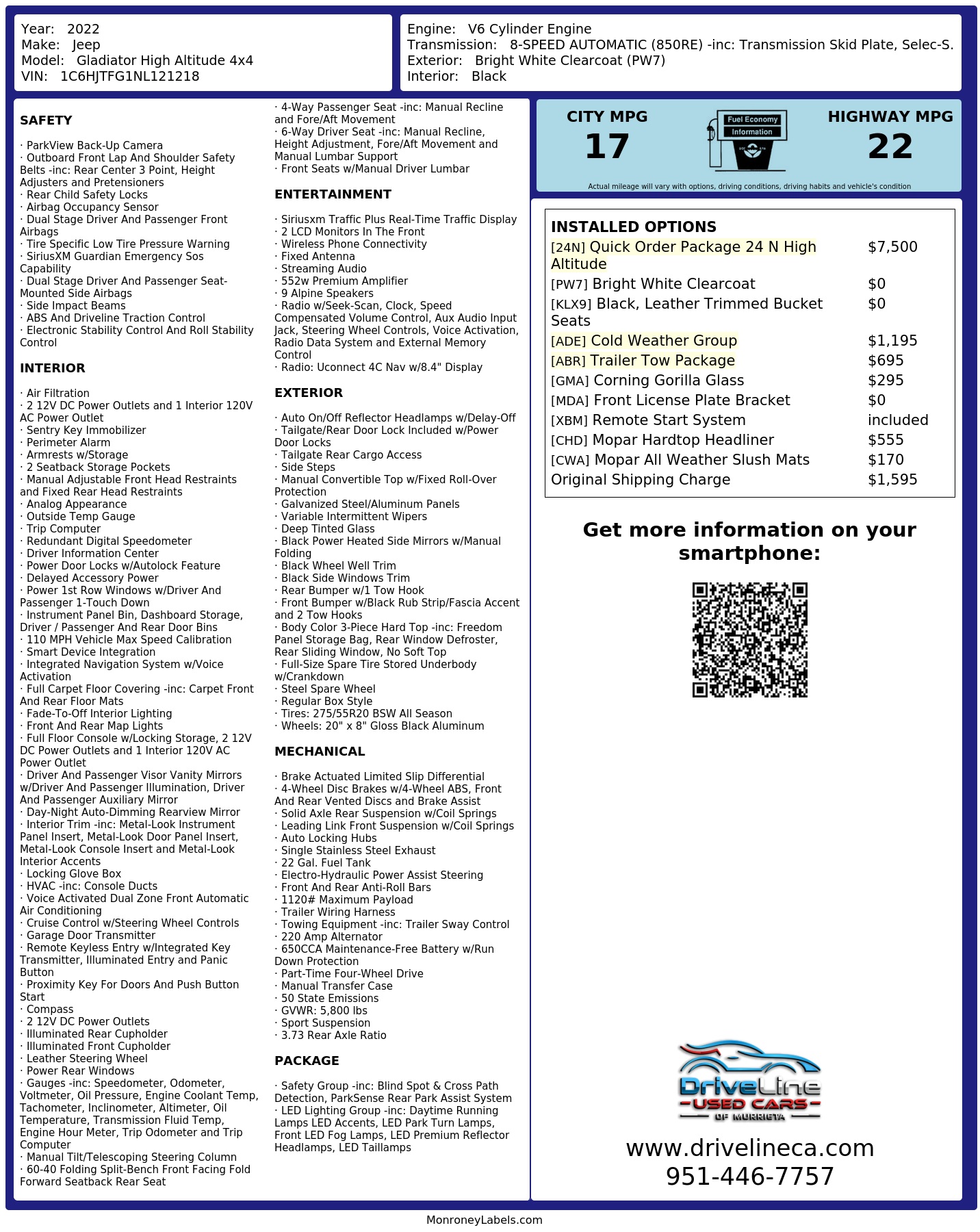 Monroney Label