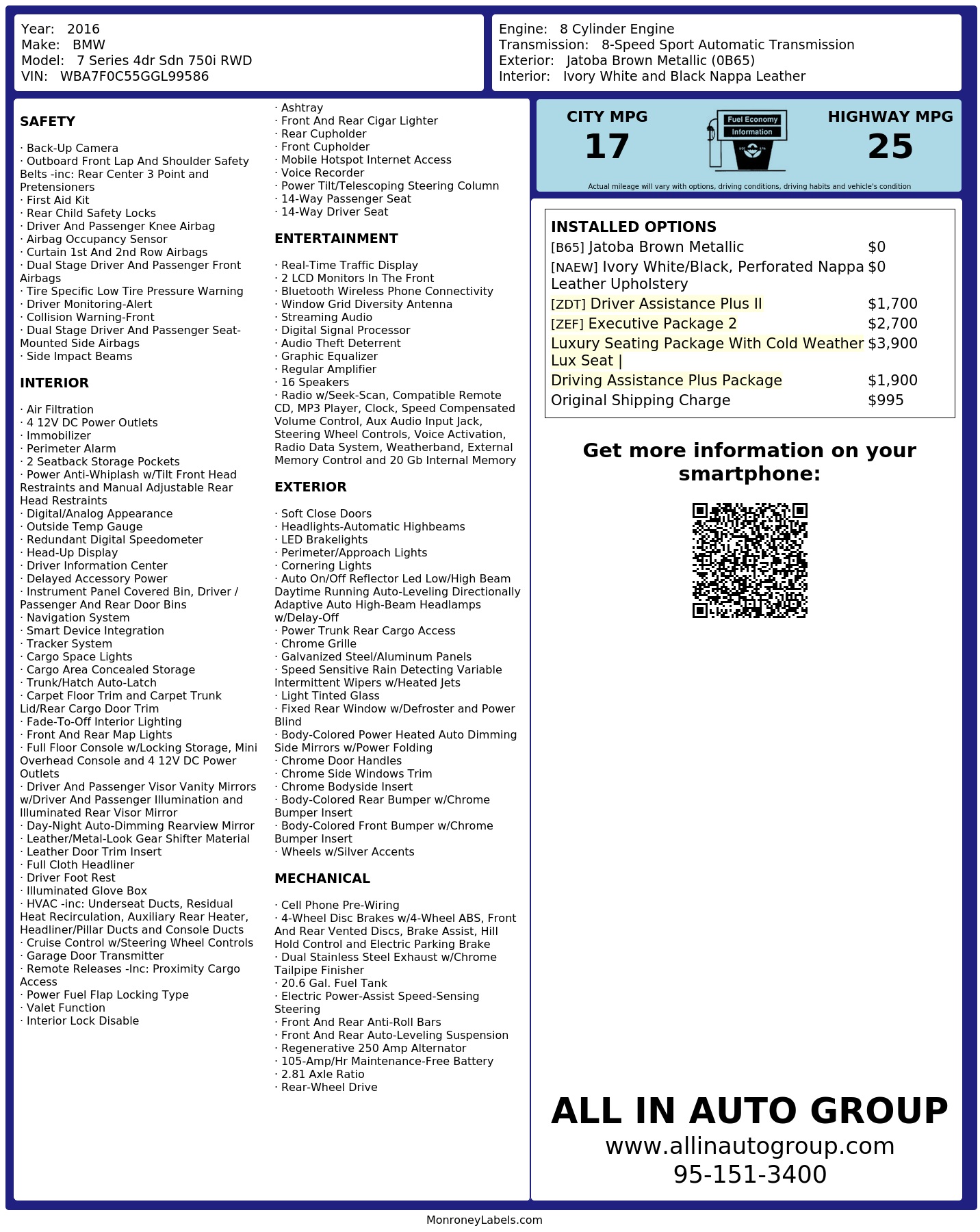 Monroney Label