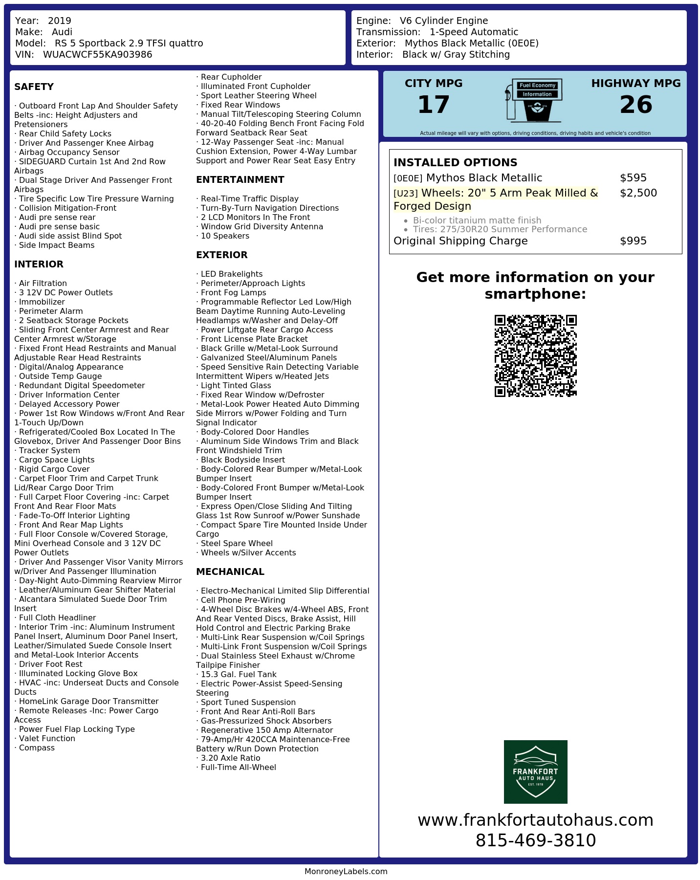 Monroney Label