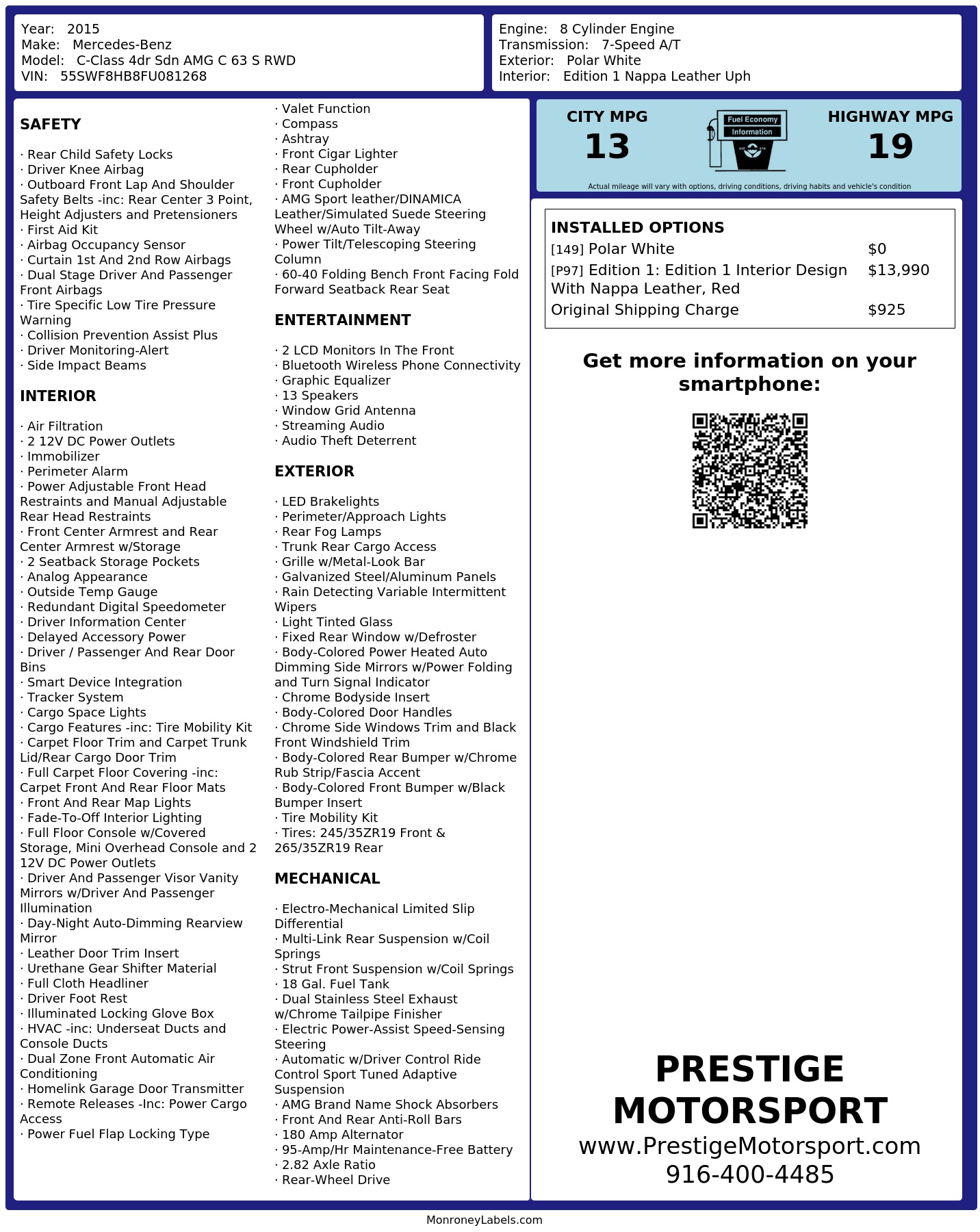 Monroney Label
