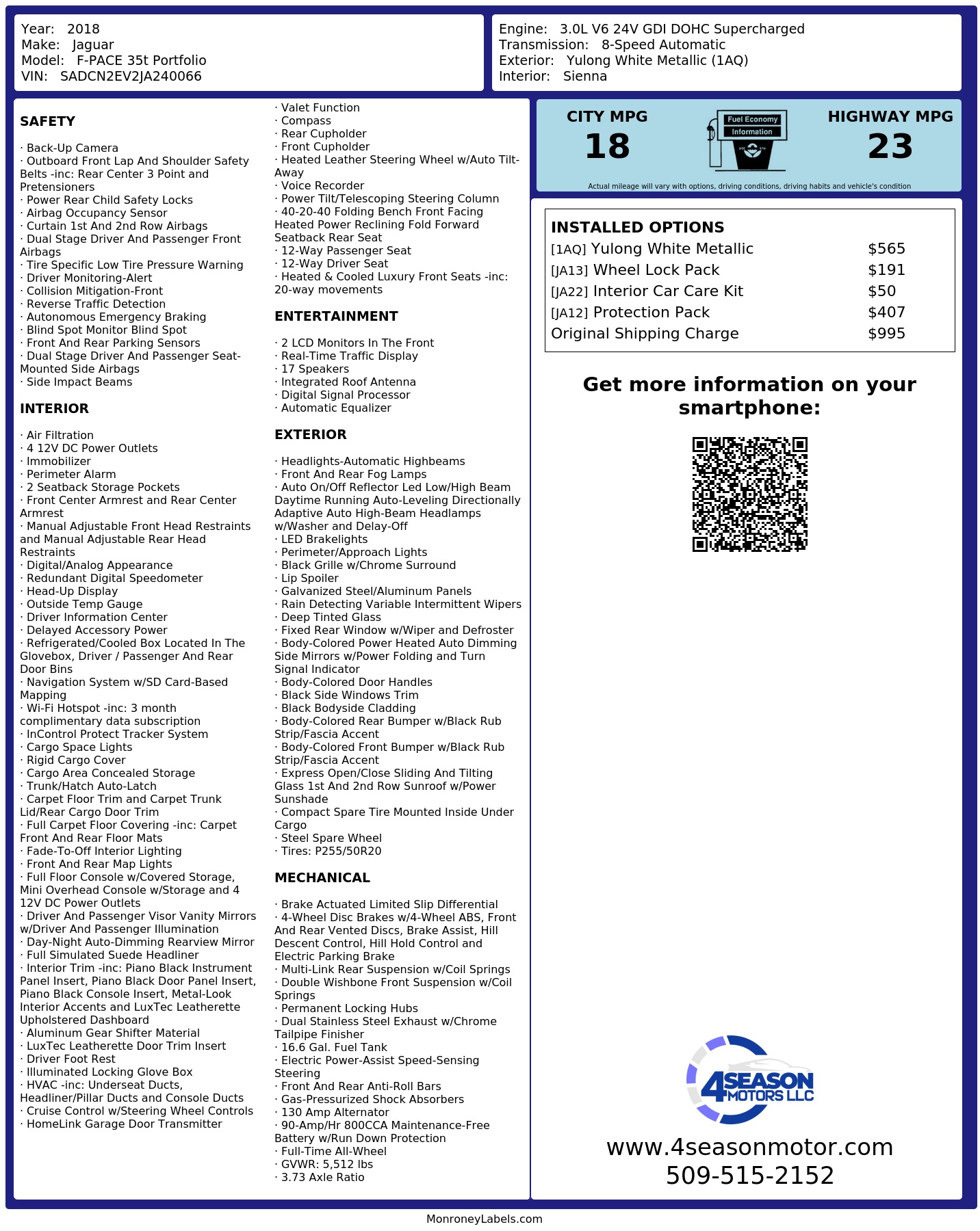 Monroney Label