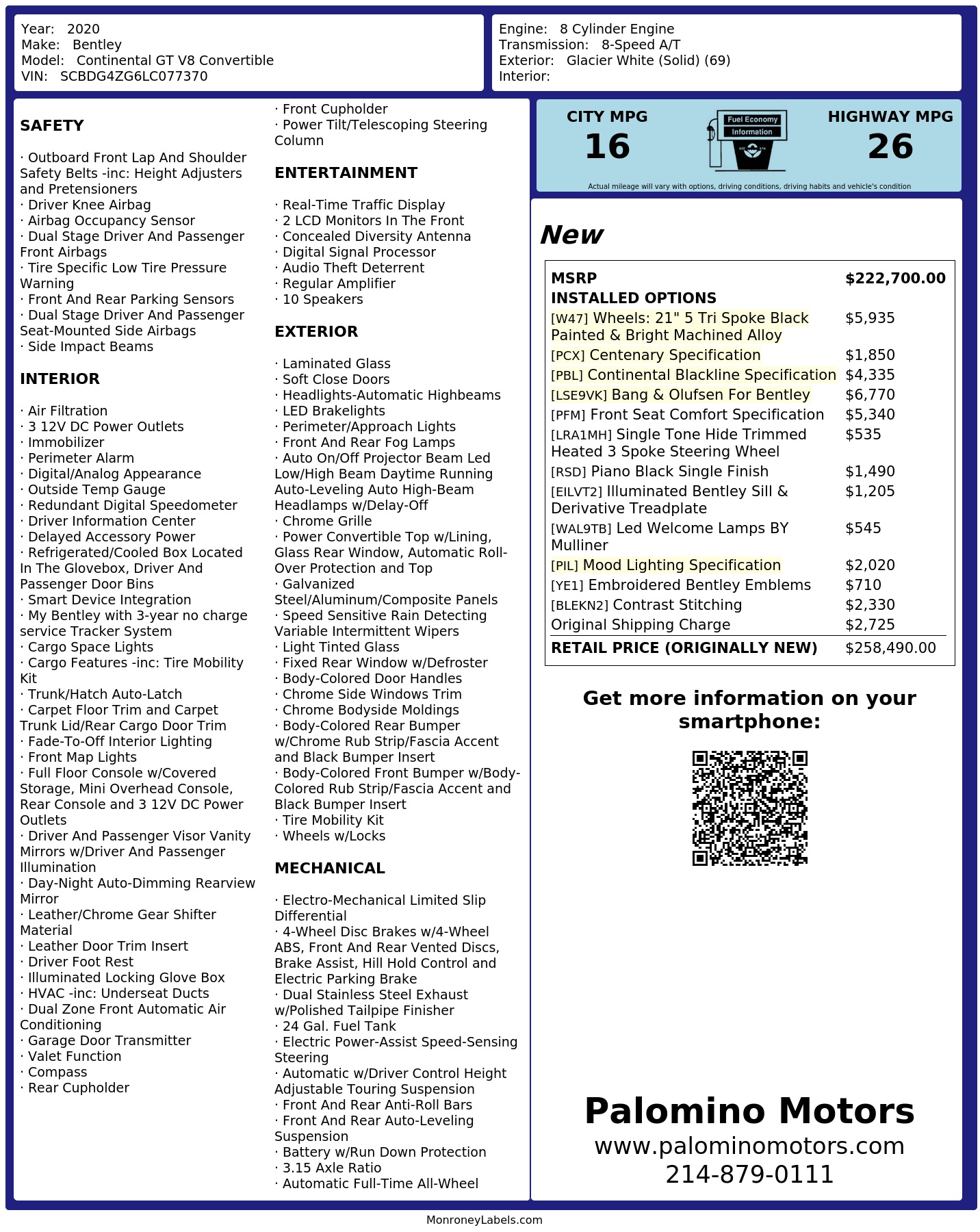Monroney Label
