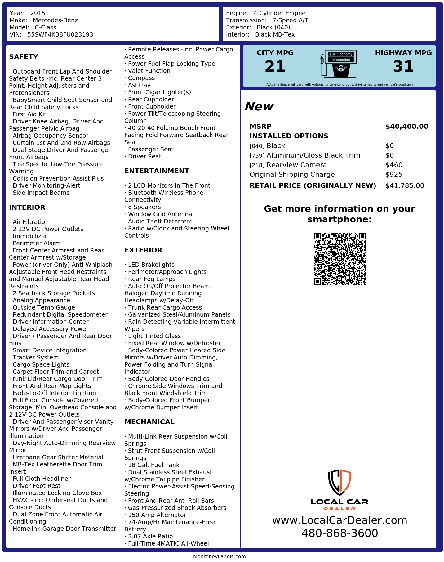 Monroney Label