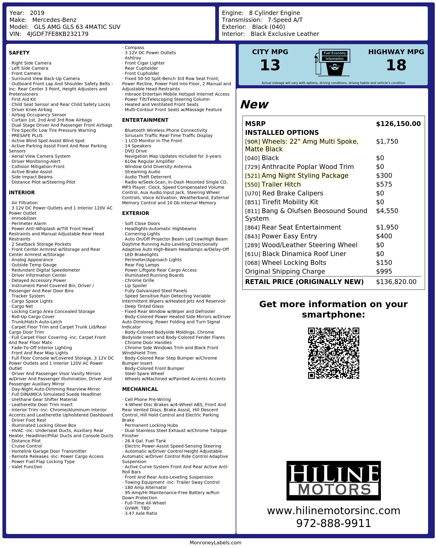 Monroney Label
