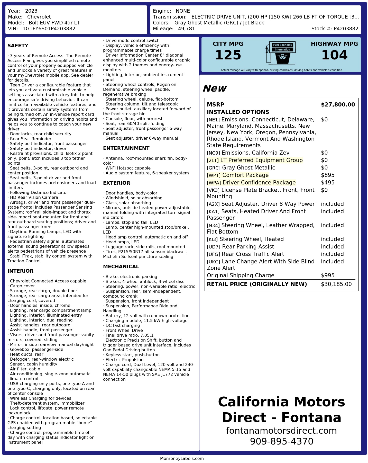 Monroney Label
