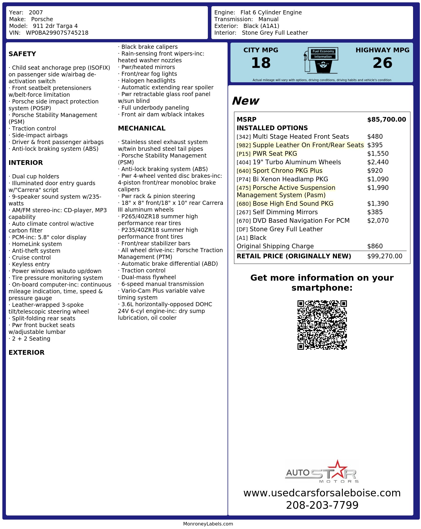 Monroney Label