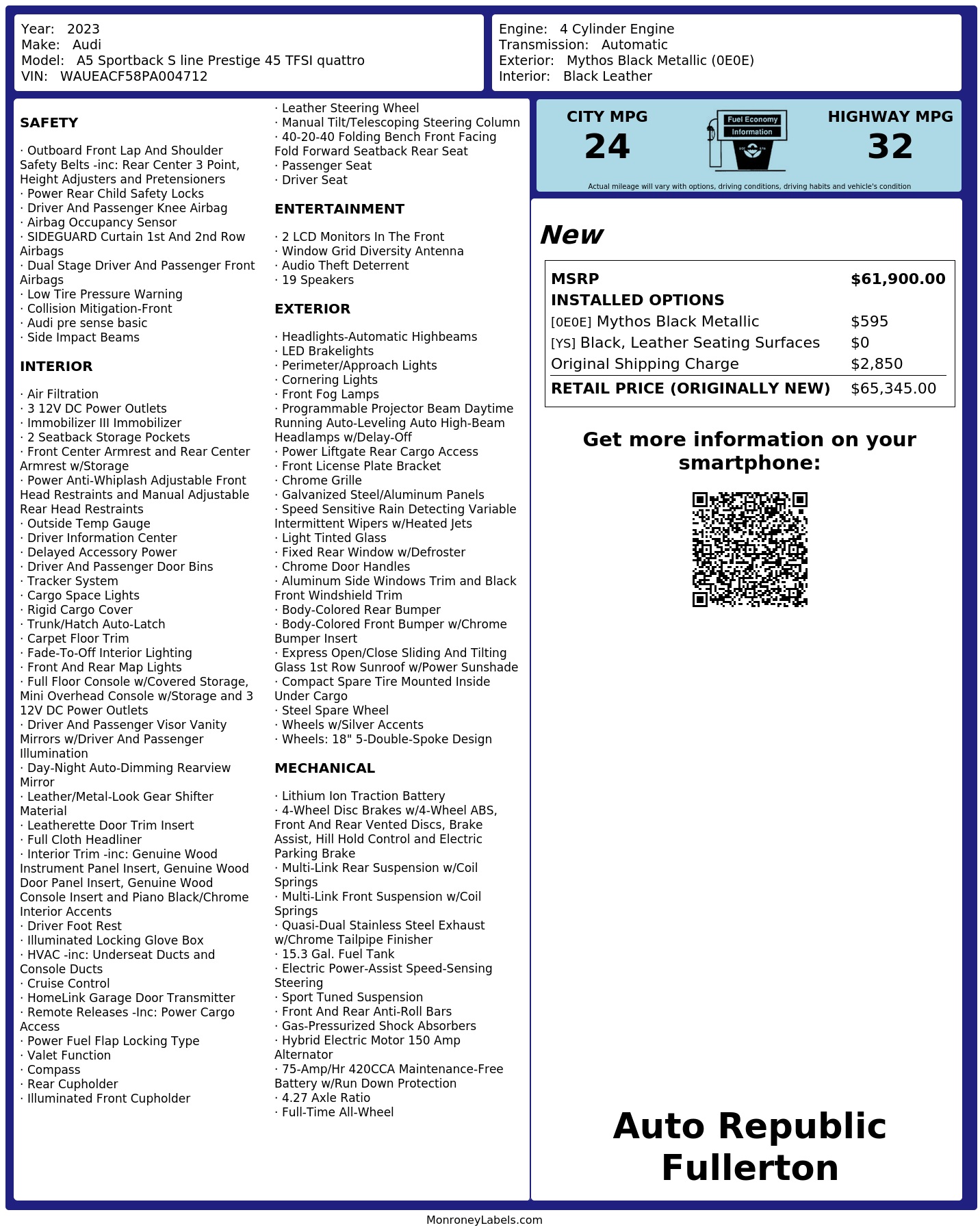 Monroney Label