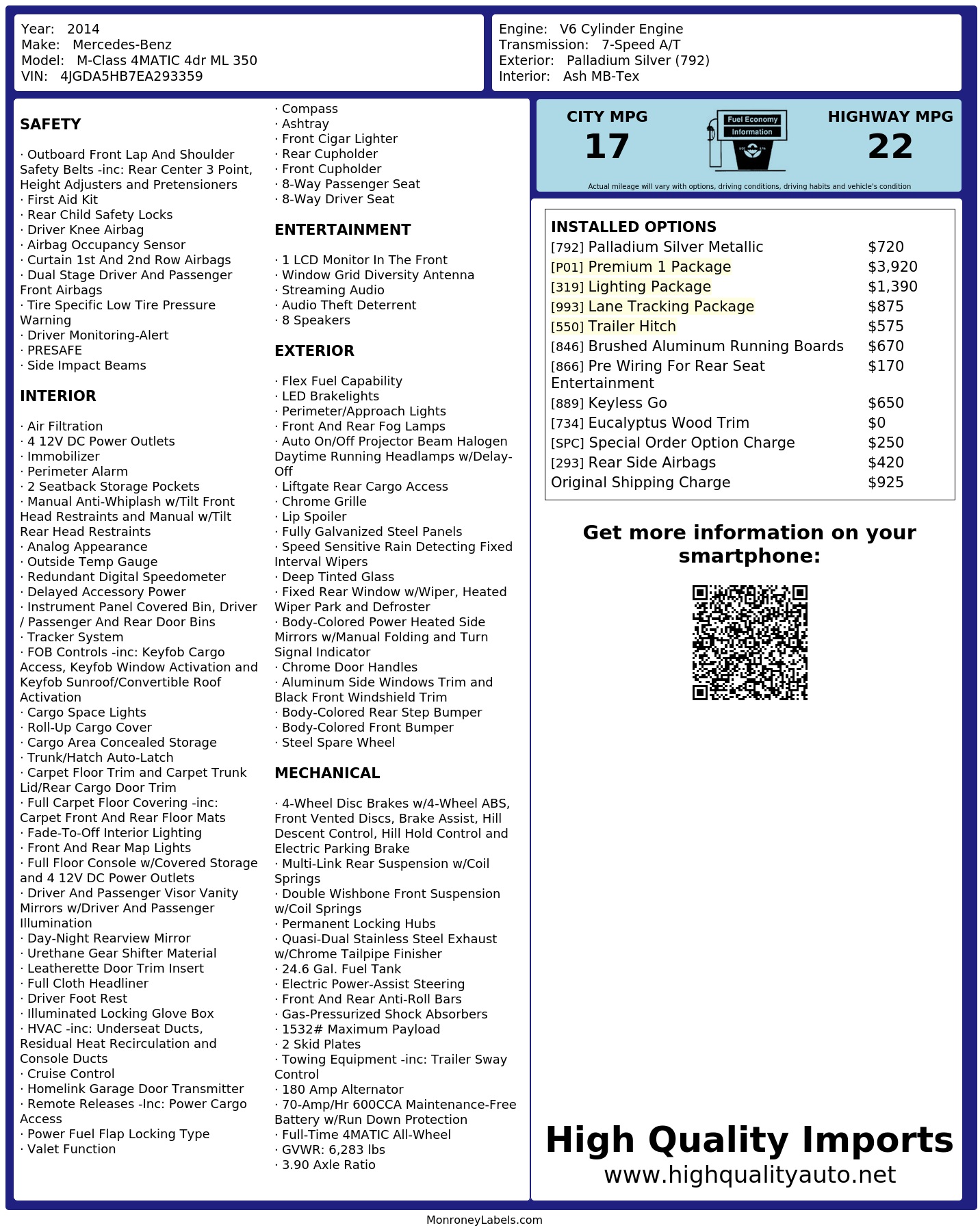 Monroney Label