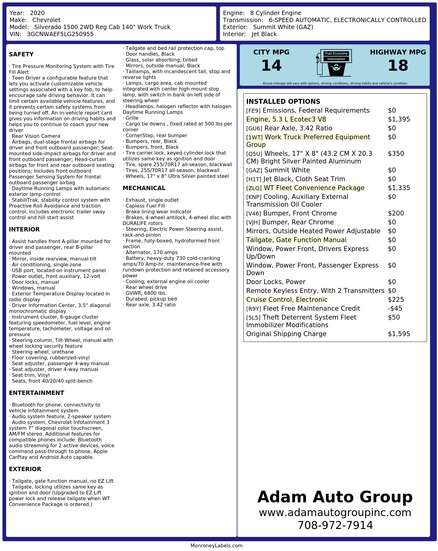 Monroney Label