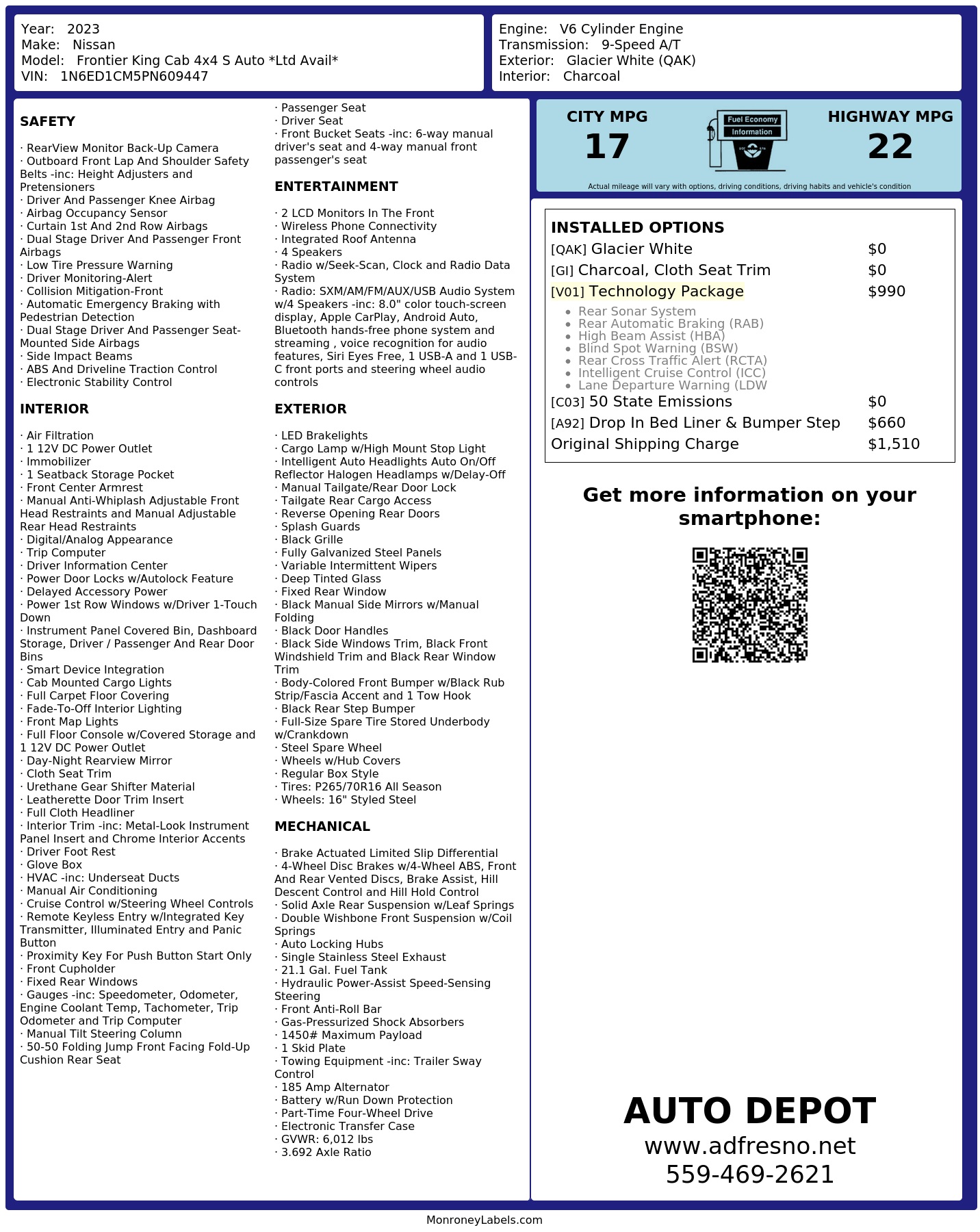 Monroney Label