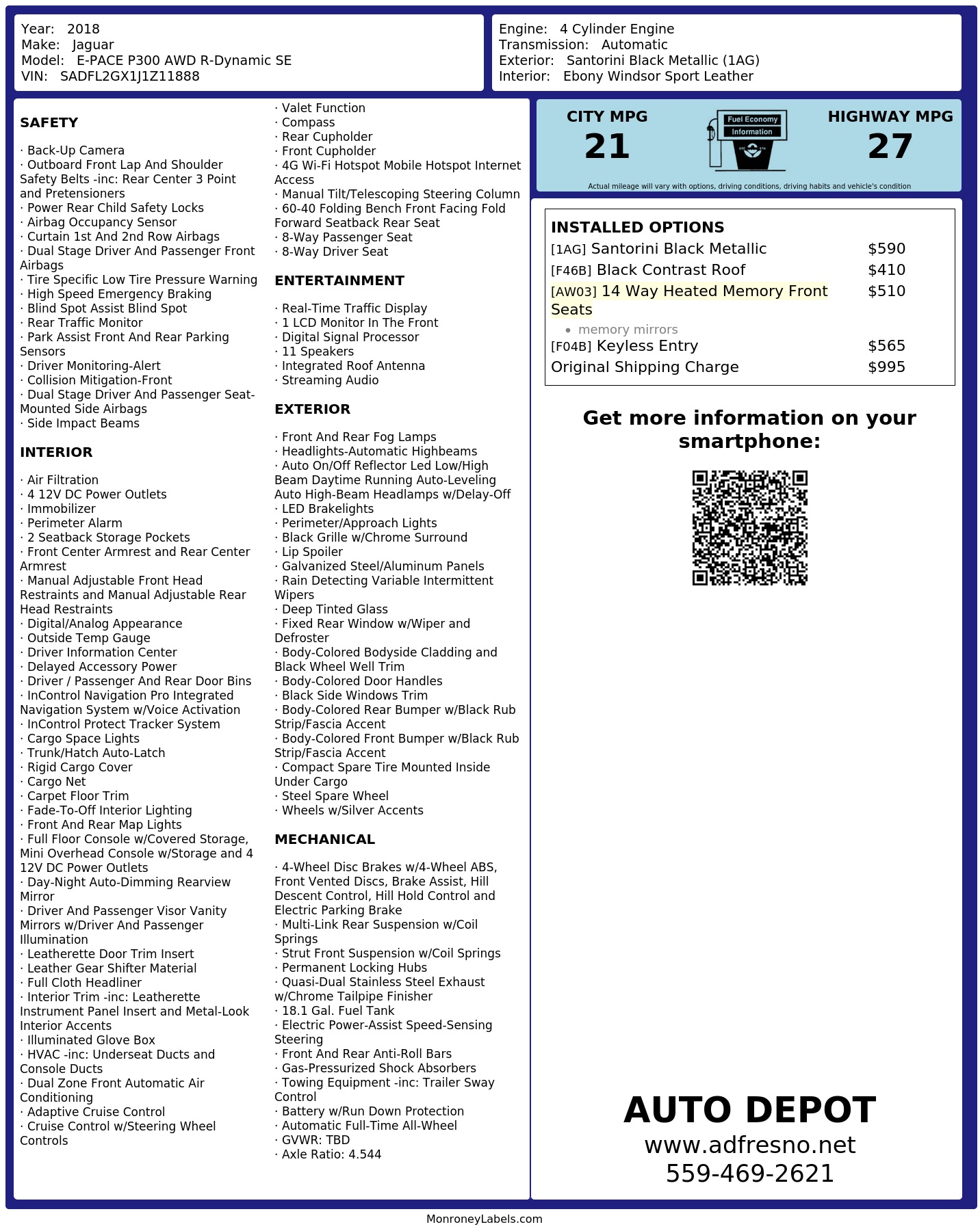 Monroney Label